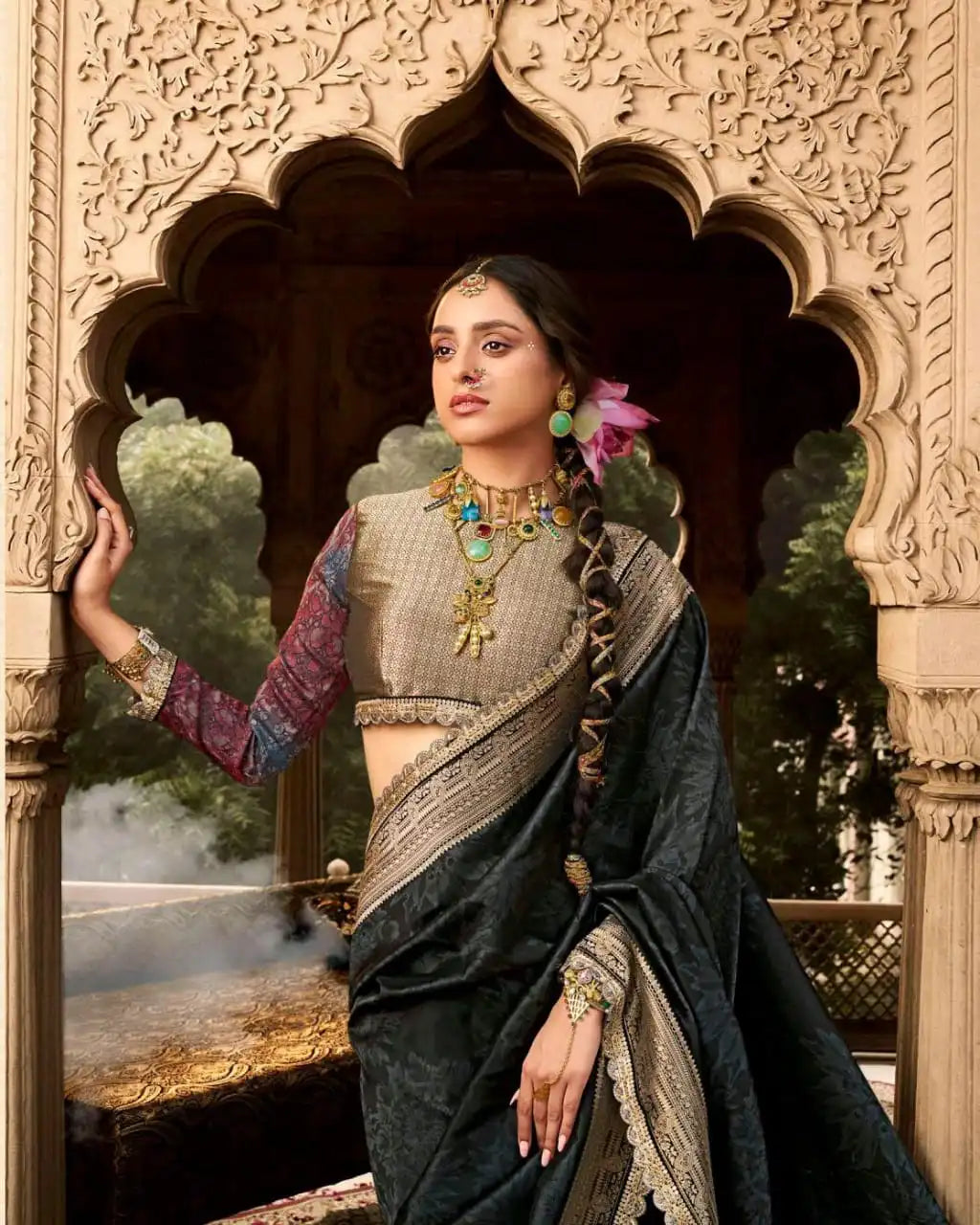 Kira Sarees Feature Luxurious Soft Banarasi Silk Fabric Renowned For Its Rich Texture And Elegant Sheen