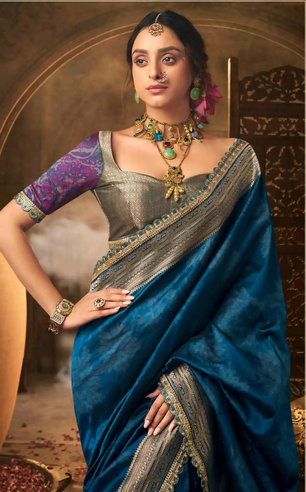 Kira Sarees Feature Luxurious Soft Banarasi Silk Fabric Renowned For Its Rich Texture And Elegant Sheen