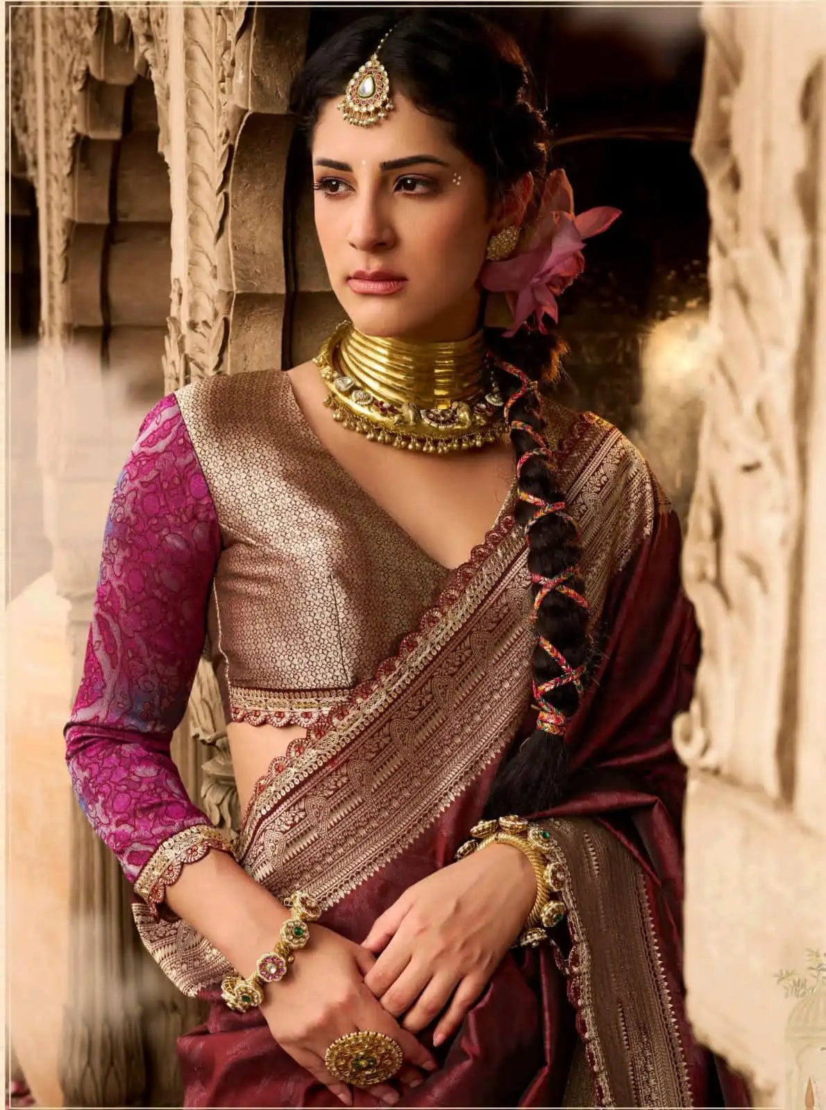Kira Sarees Feature Luxurious Soft Banarasi Silk Fabric Renowned For Its Rich Texture And Elegant Sheen