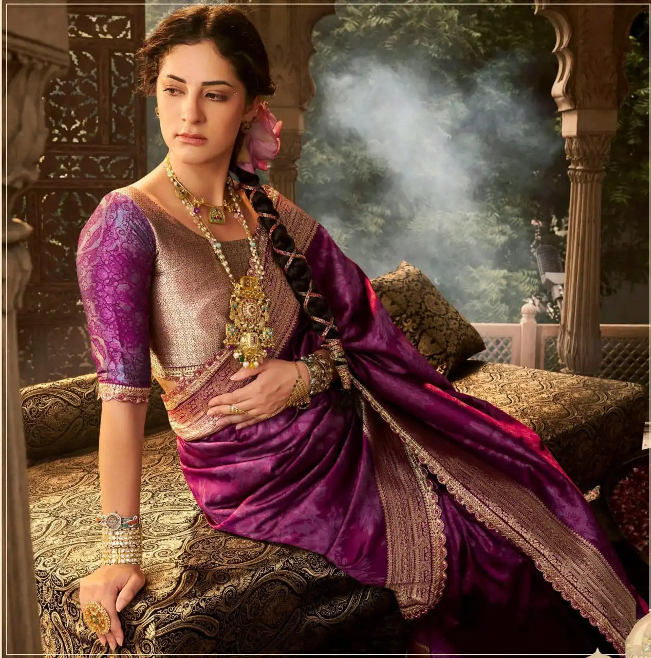 Kira Sarees Feature Luxurious Soft Banarasi Silk Fabric Renowned For Its Rich Texture And Elegant Sheen