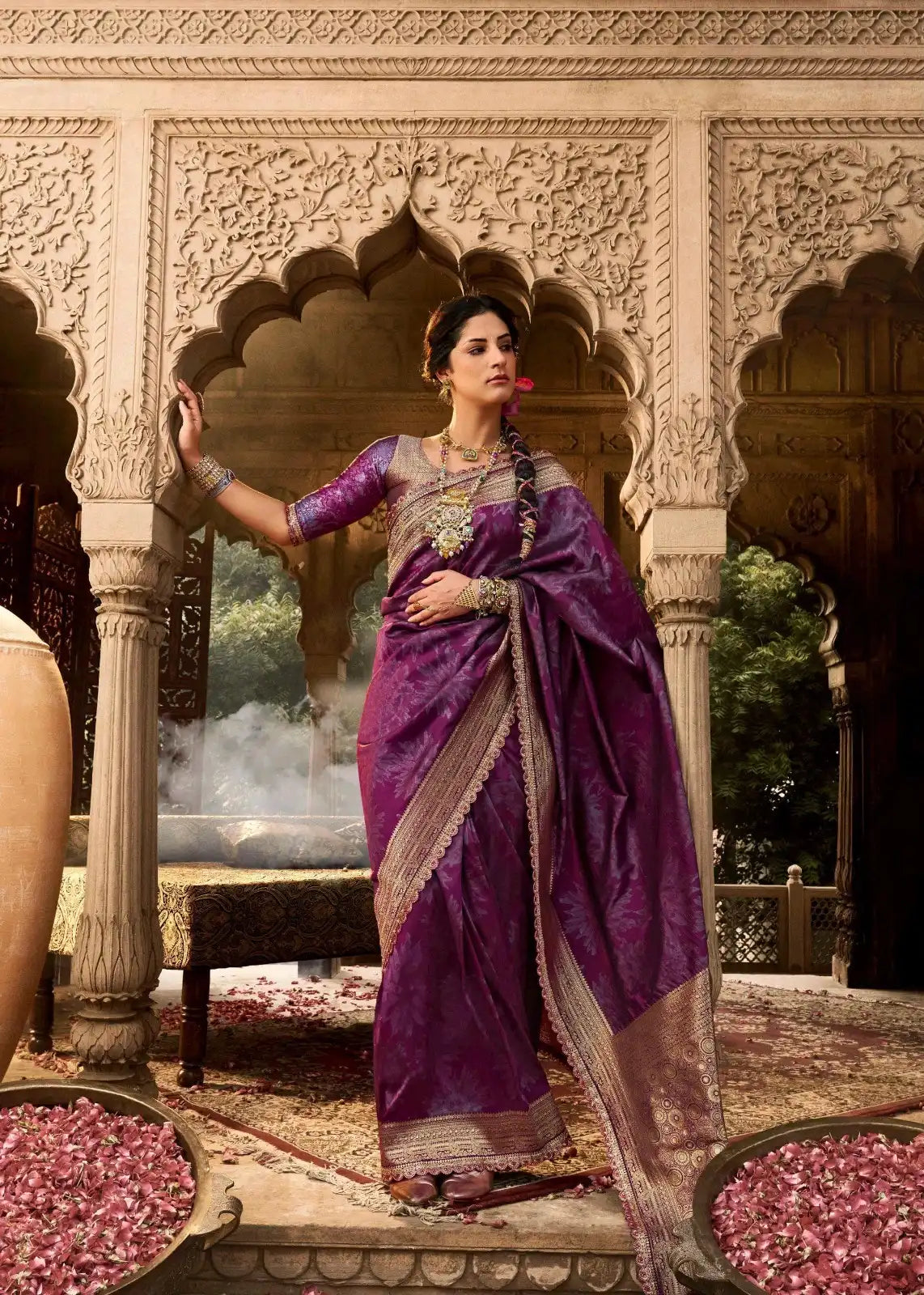 Kira Sarees Feature Luxurious Soft Banarasi Silk Fabric Renowned For Its Rich Texture And Elegant Sheen