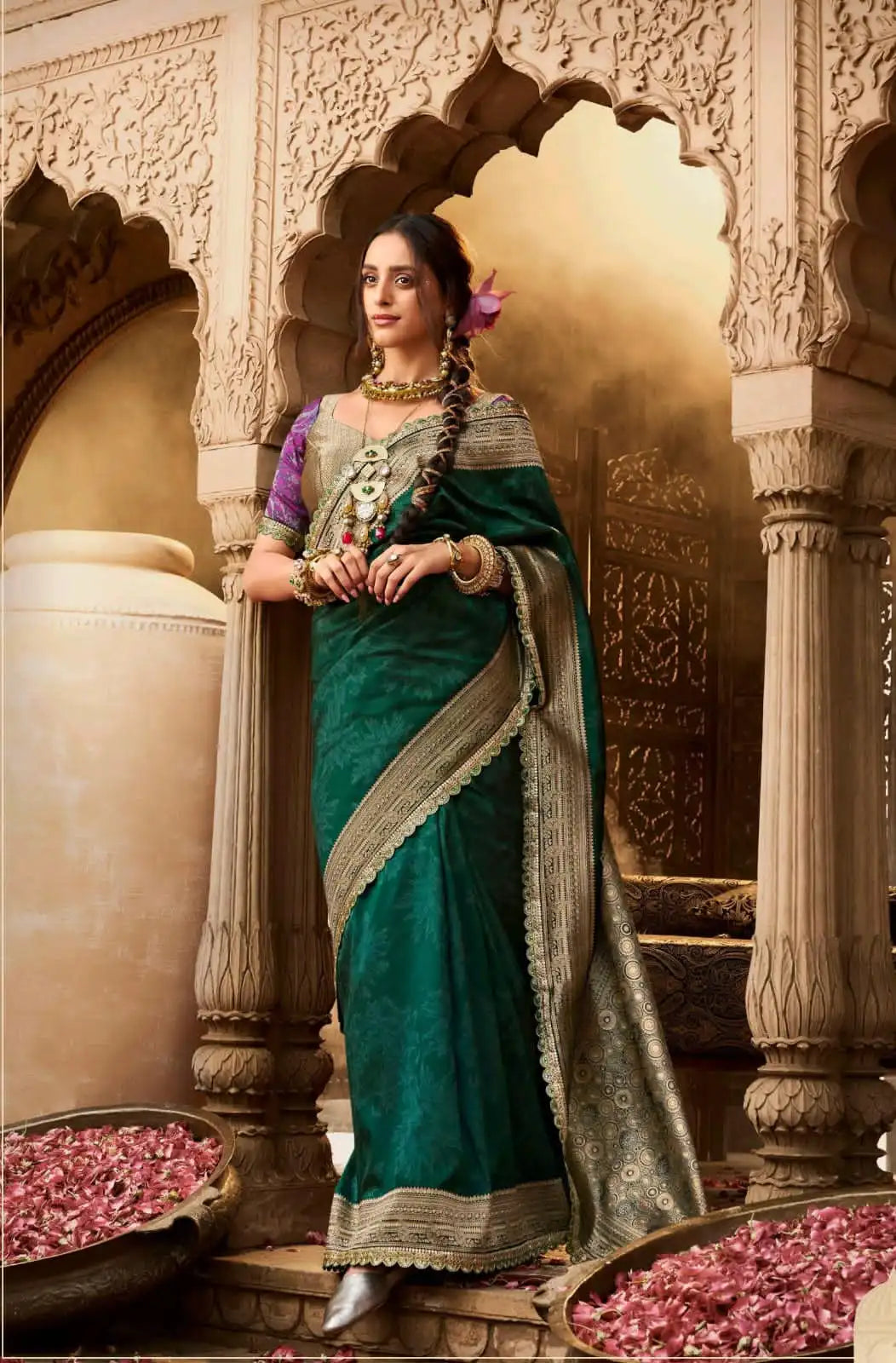 Kira Sarees Feature Luxurious Soft Banarasi Silk Fabric Renowned For Its Rich Texture And Elegant Sheen