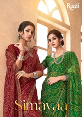 Ruchi Sarees Presents A Refined Chiffon Saree Adorned With An Attached Banarasi Border