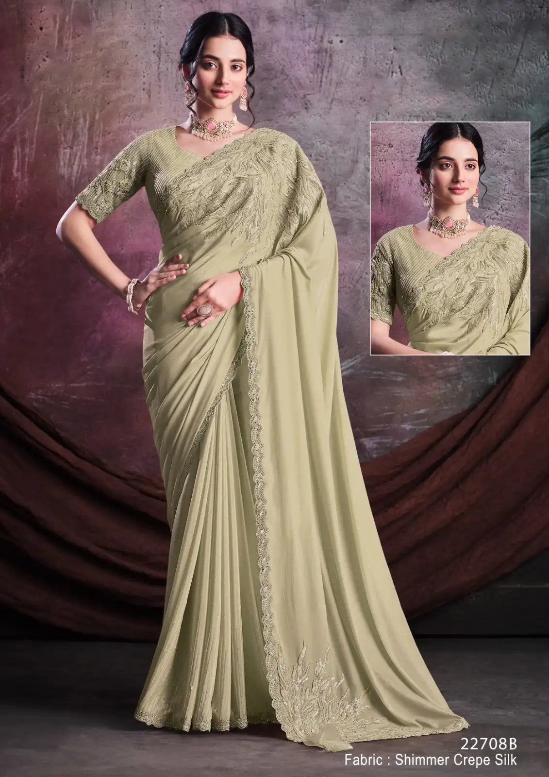 Mahotsav Sarees Crafted From Crepe Satin Silk Offer A Luxurious Drape Combined With A Smooth