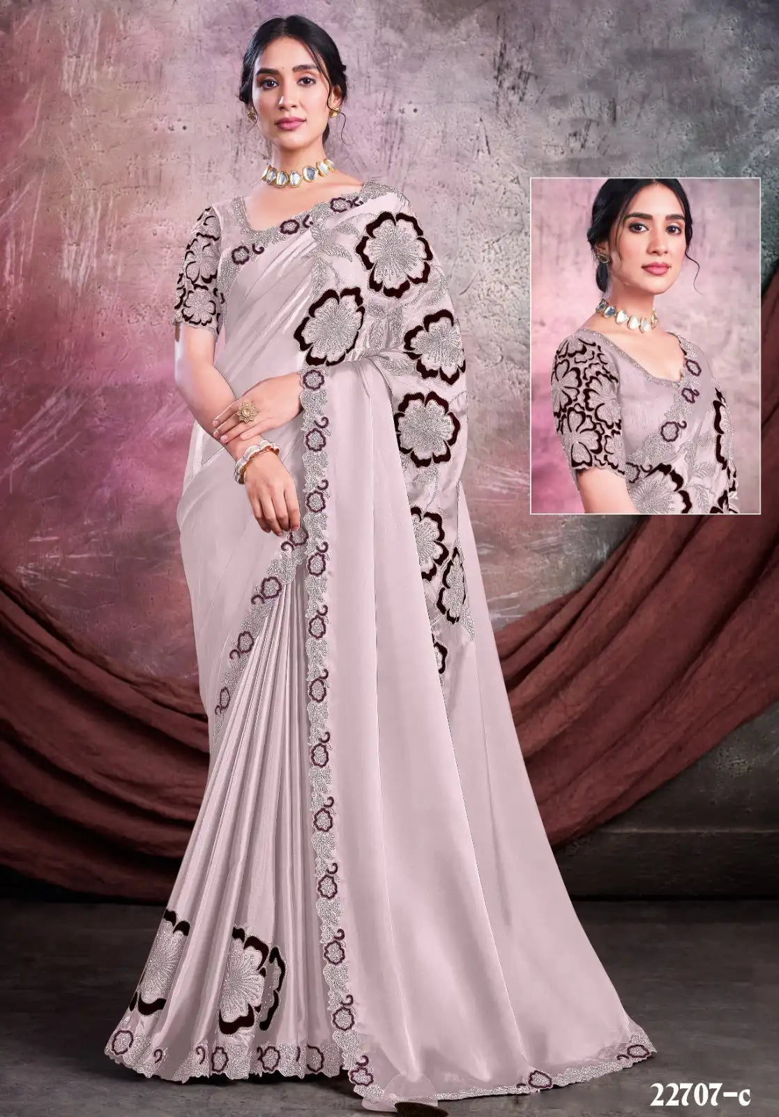 Mahotsav Sarees Crafted From Crepe Satin Silk Offer A Luxurious Drape Combined With A Smooth