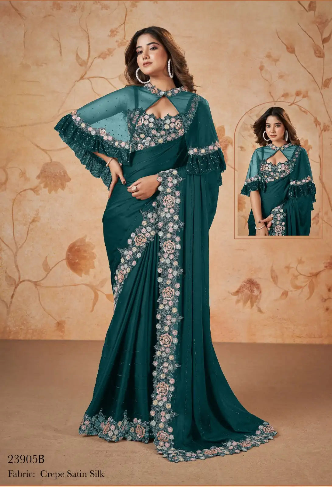 Mahotsav Sarees Crafted From Crepe Satin Silk Offer A Luxurious Drape Combined With A Smooth
