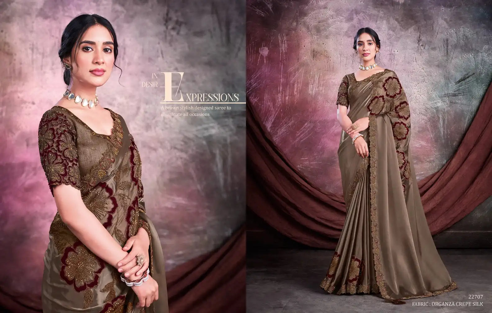 Mahotsav Sarees Crafted From Crepe Satin Silk Offer A Luxurious Drape Combined With A Smooth