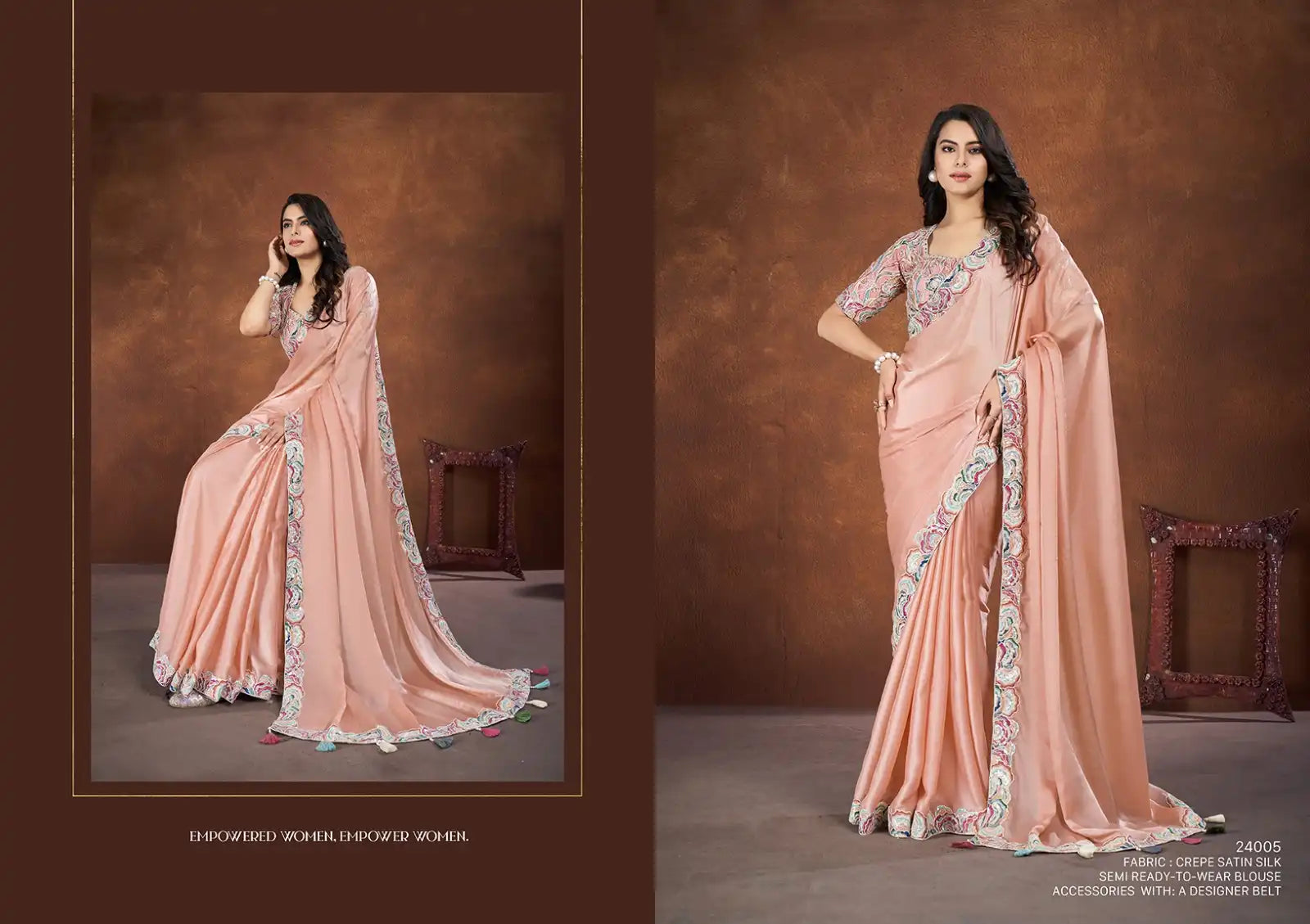Mahotsav Sarees Crafted From Crepe Satin Silk Offer A Luxurious Drape Combined With A Smooth