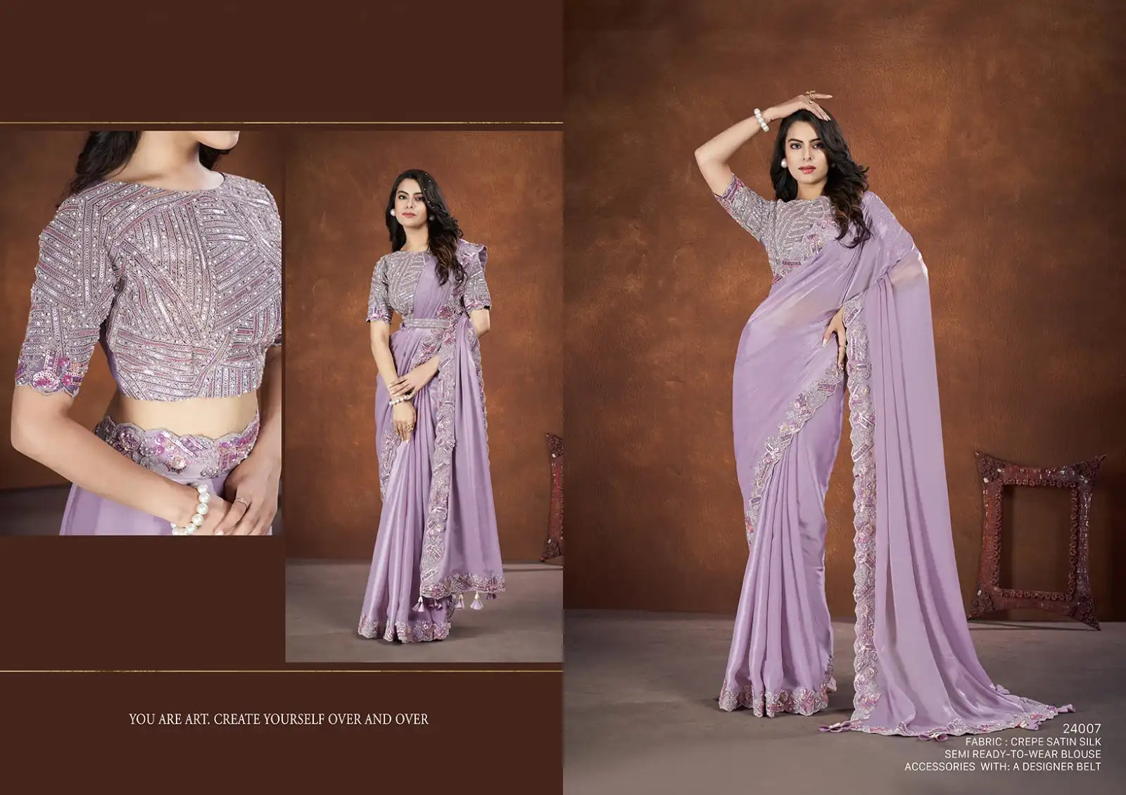 Mahotsav Sarees Crafted From Crepe Satin Silk Offer A Luxurious Drape Combined With A Smooth