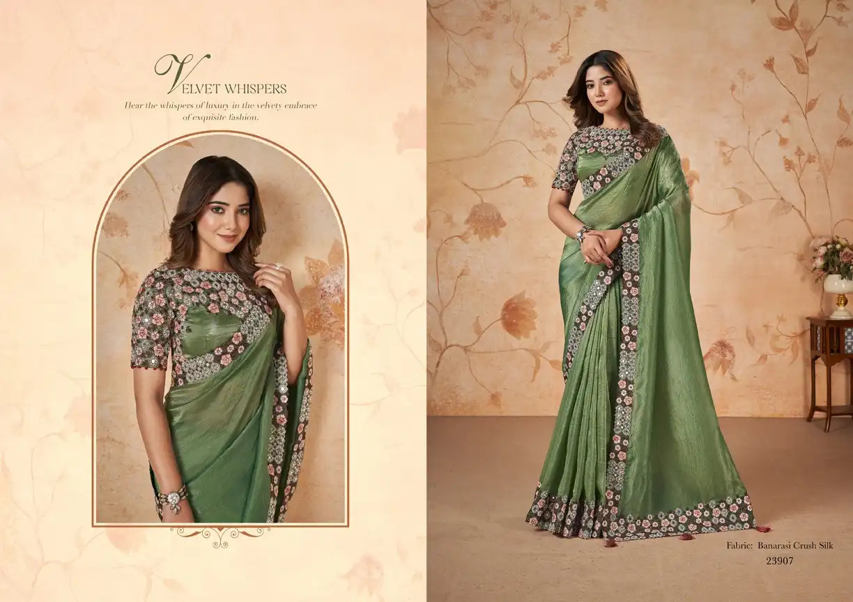Mahotsav Sarees Crafted From Crepe Satin Silk Offer A Luxurious Drape Combined With A Smooth