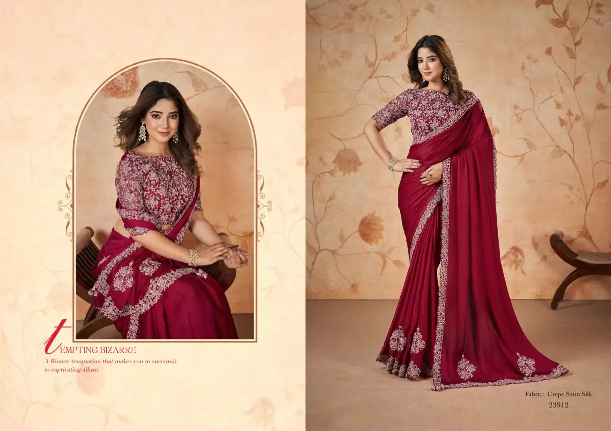 Mahotsav Sarees Crafted From Crepe Satin Silk Offer A Luxurious Drape Combined With A Smooth