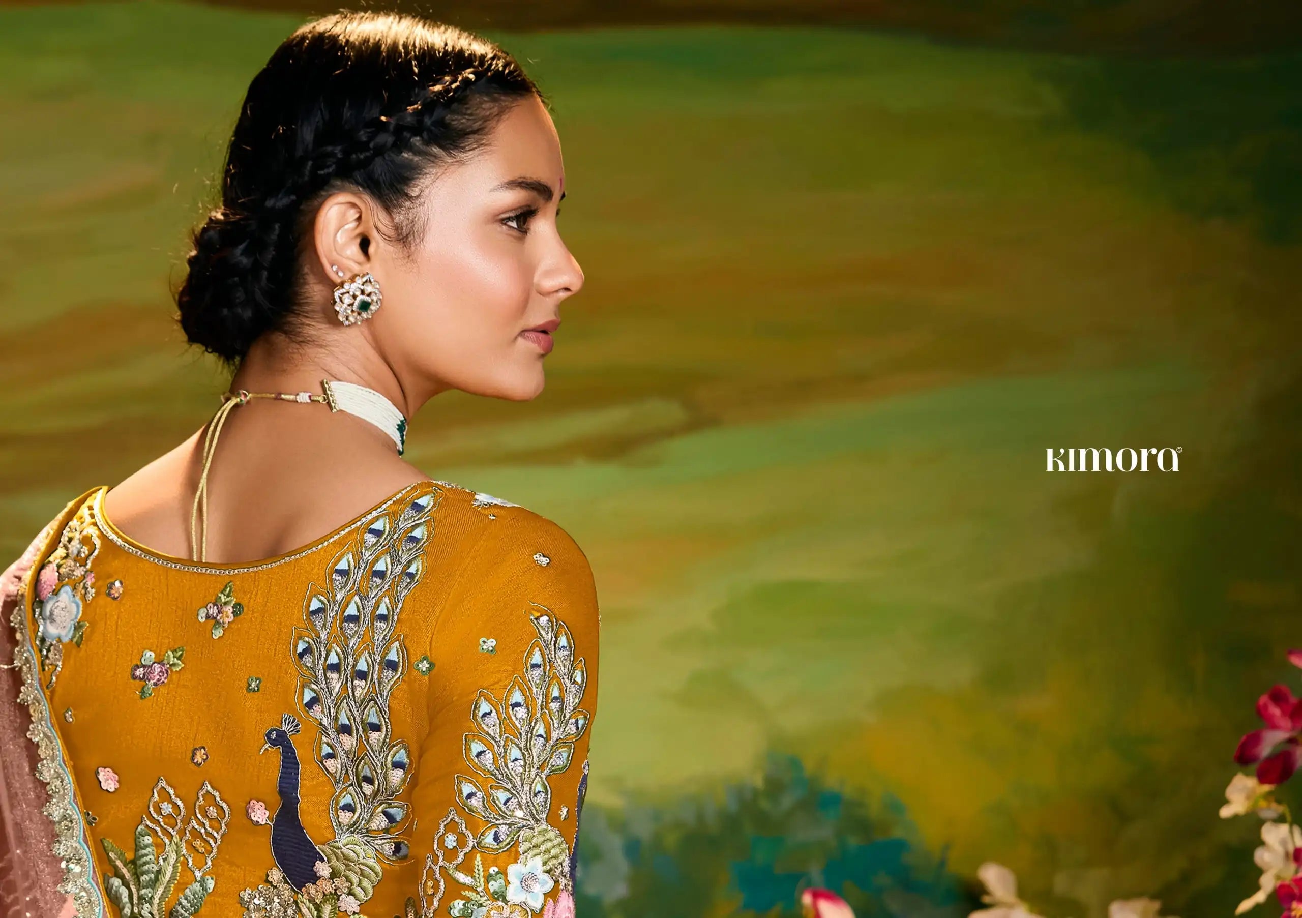 Kimora Sarees Crafted From Delicate Tissue Organza Feature Intricate Embroidery With Butti Or Border
