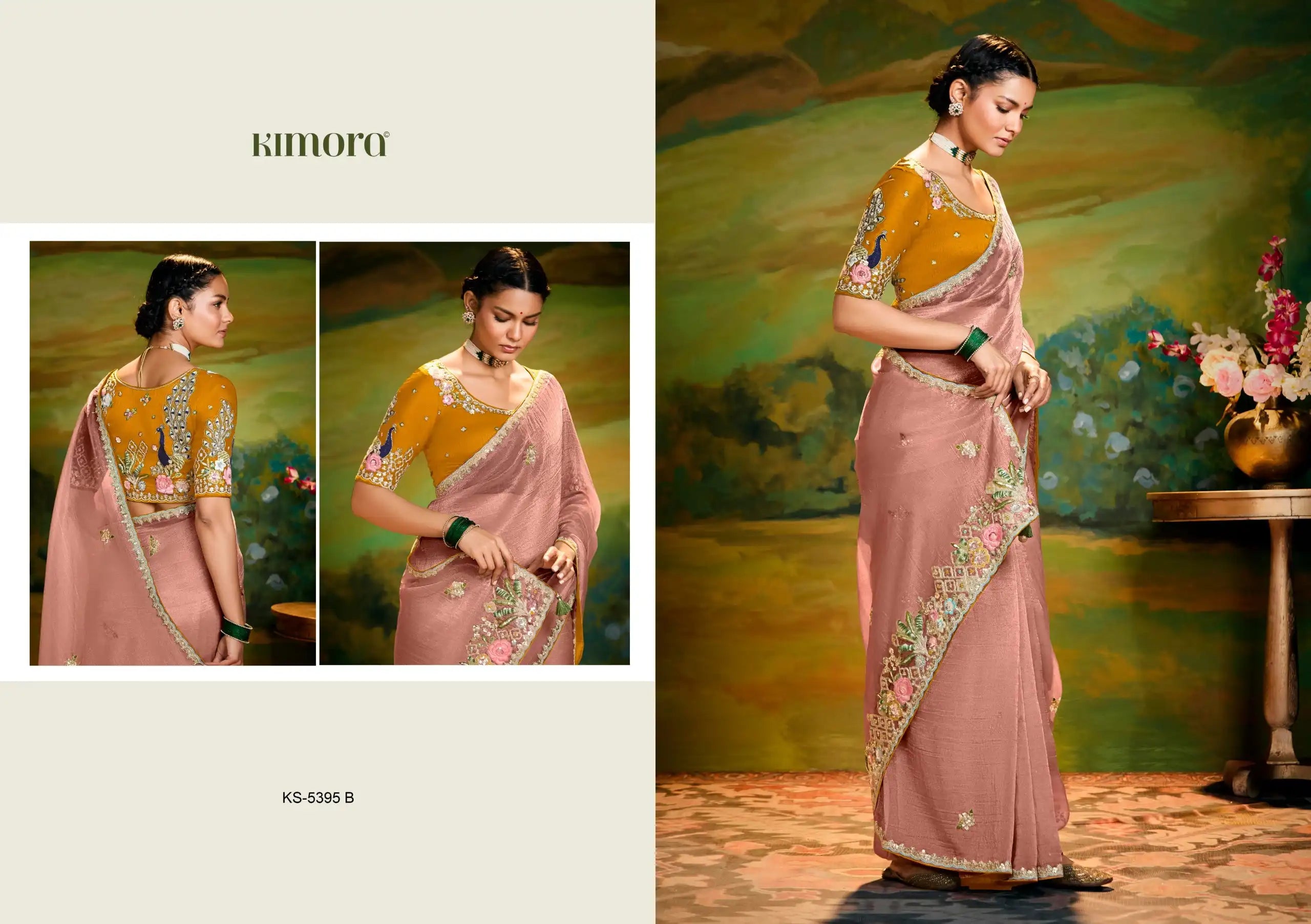 Kimora Sarees Crafted From Delicate Tissue Organza Feature Intricate Embroidery With Butti Or Border