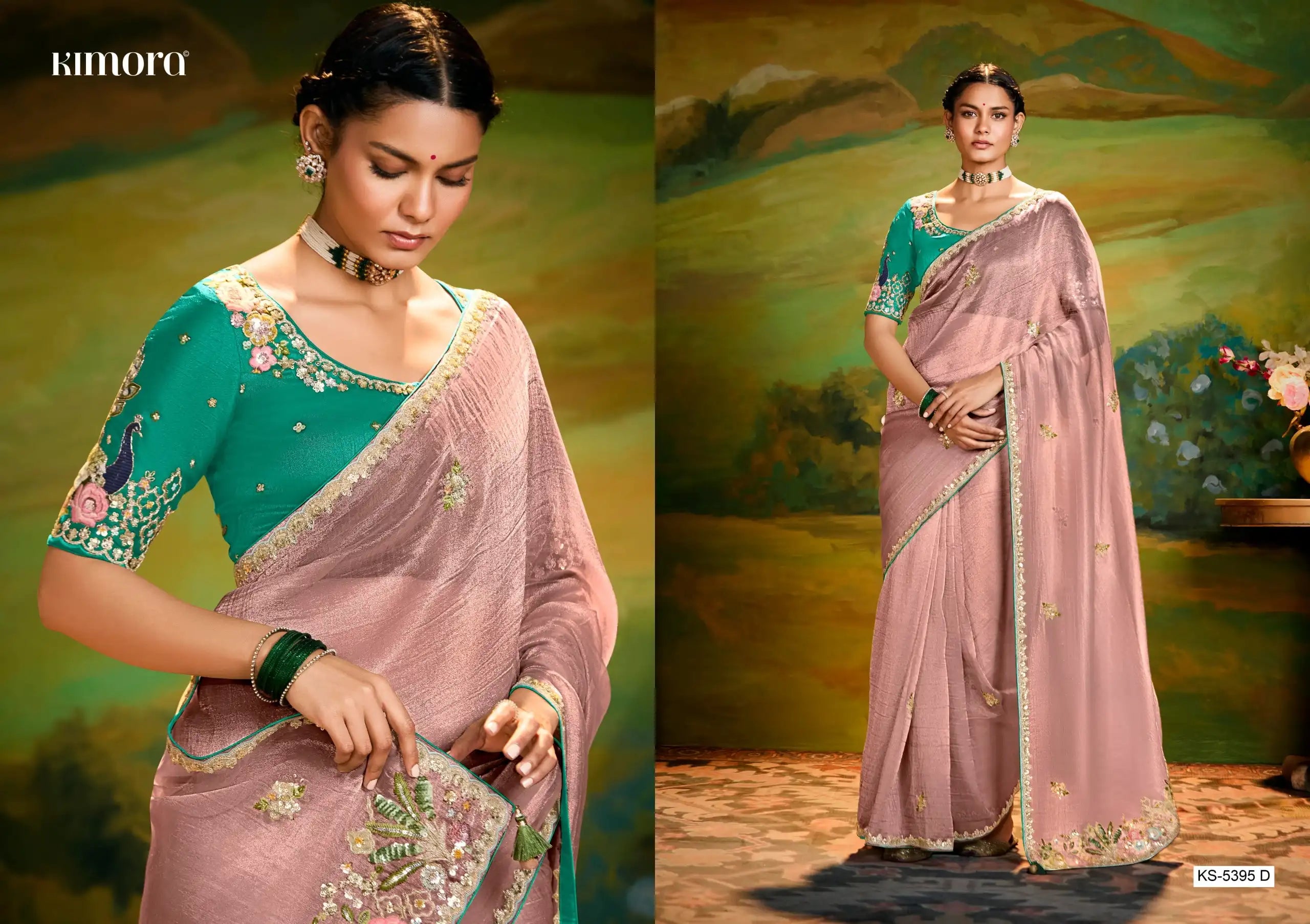 Kimora Sarees Crafted From Delicate Tissue Organza Feature Intricate Embroidery With Butti Or Border