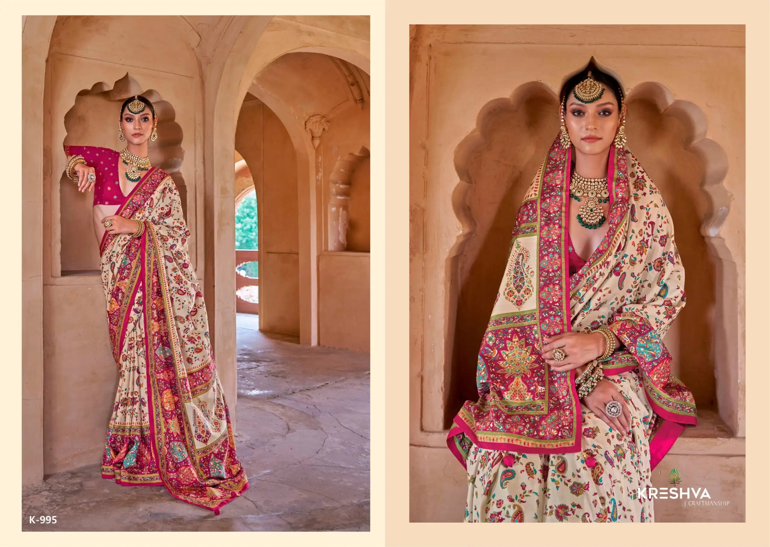 Kreshva Sarees Combine The Richness Of Silk With Exquisite Luxury Prints Enhanced By A Distinctive Glory Finish