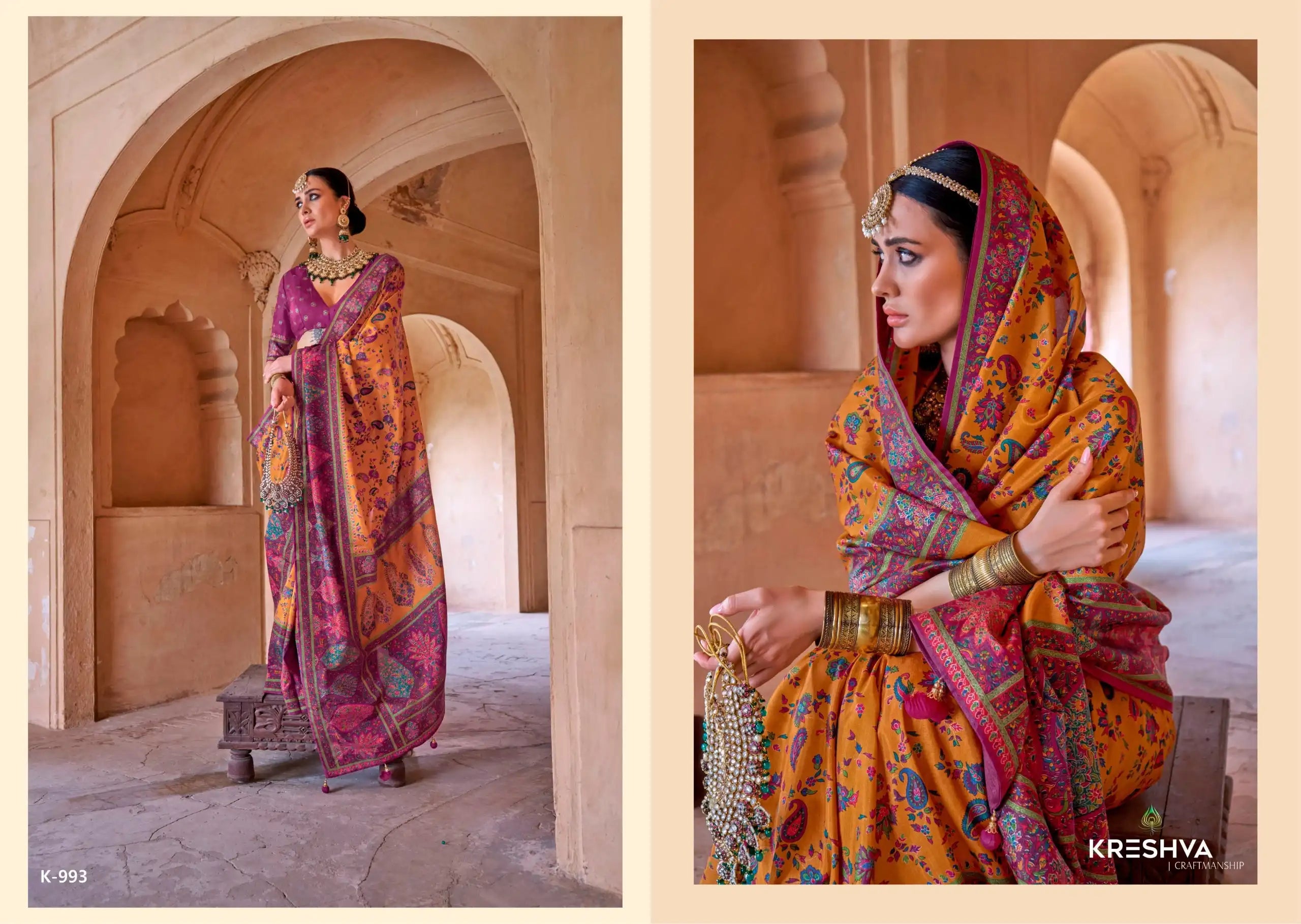 Kreshva Sarees Combine The Richness Of Silk With Exquisite Luxury Prints Enhanced By A Distinctive Glory Finish