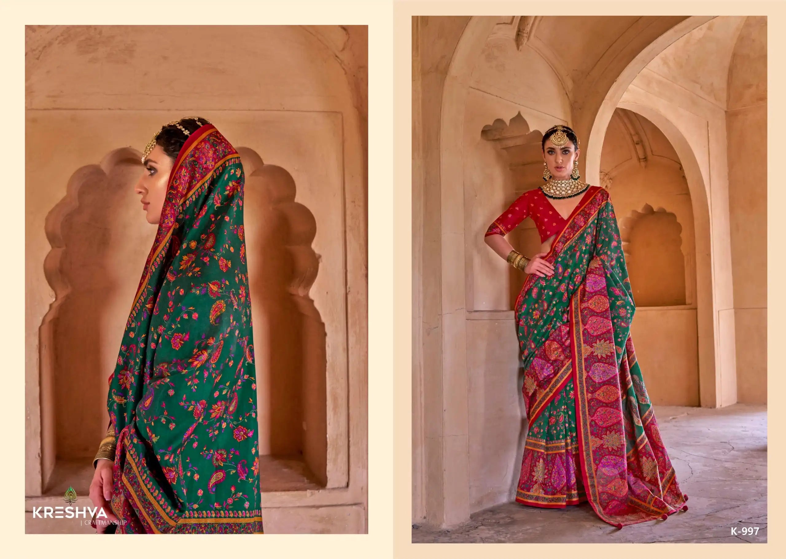 Kreshva Sarees Combine The Richness Of Silk With Exquisite Luxury Prints Enhanced By A Distinctive Glory Finish