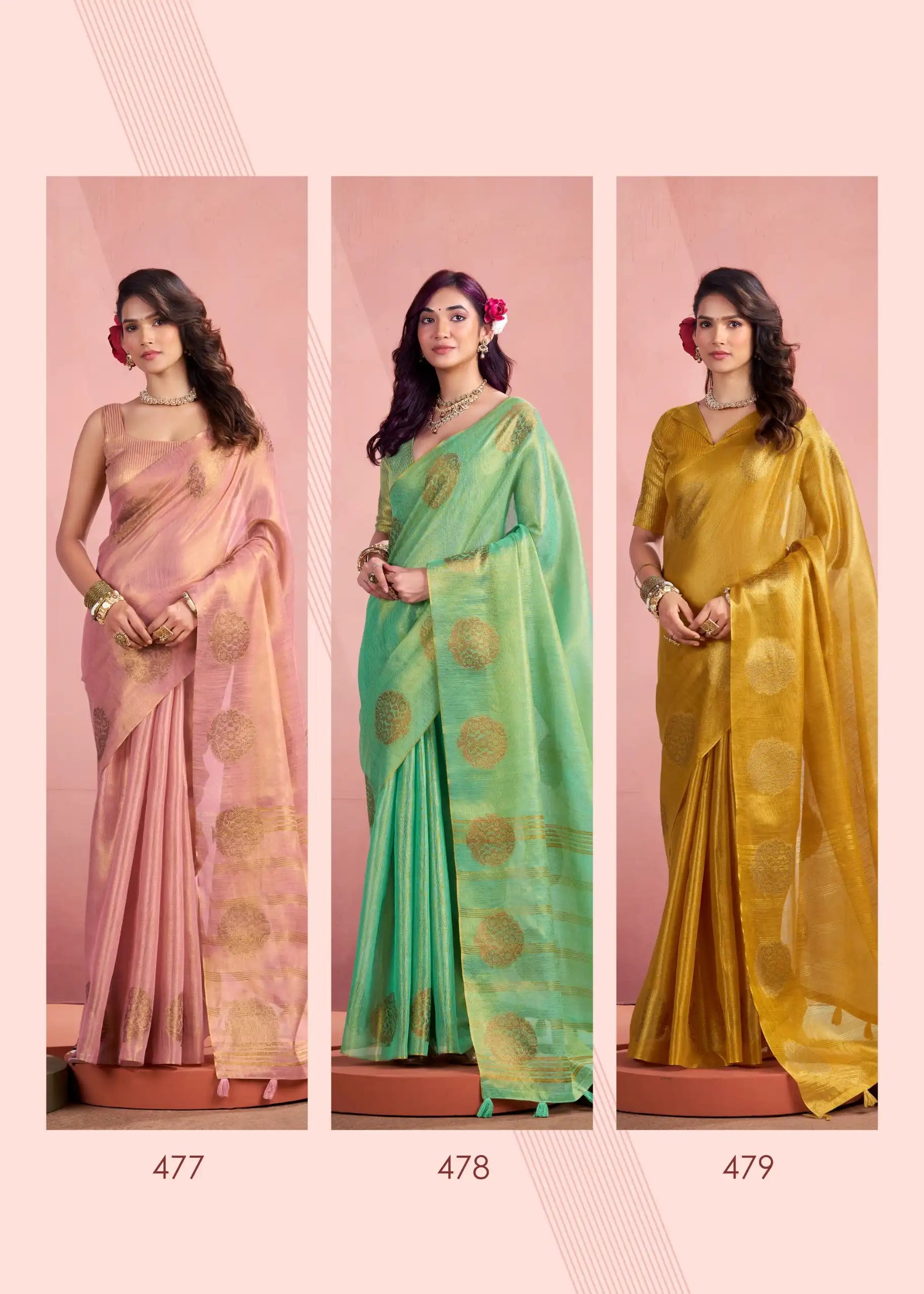 Rajpath Fabrics presents tissue Fancy Weaving Sarees Expertly Crafted To Combine Traditional