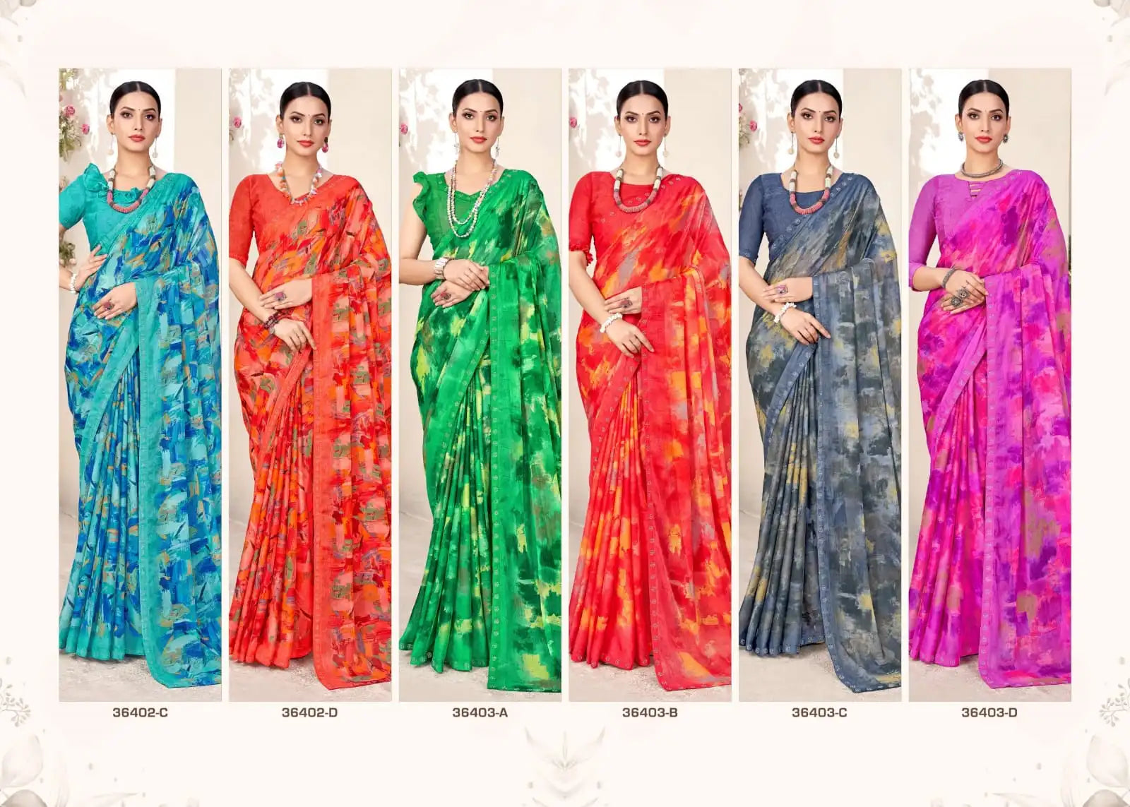 Ruchi Chiffon Saree Featuring A Delicate Swarovski Crystal Border That Adds A Subtle Sparkle