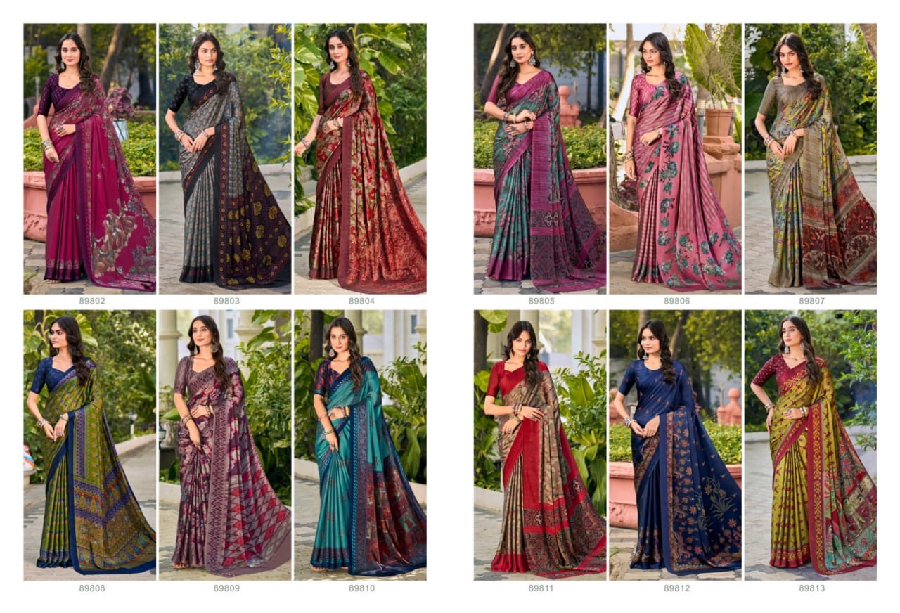 Vipul Chiffon Sarees With Vibrant Color Sarees With Lihghtweight Chiffon Fabric