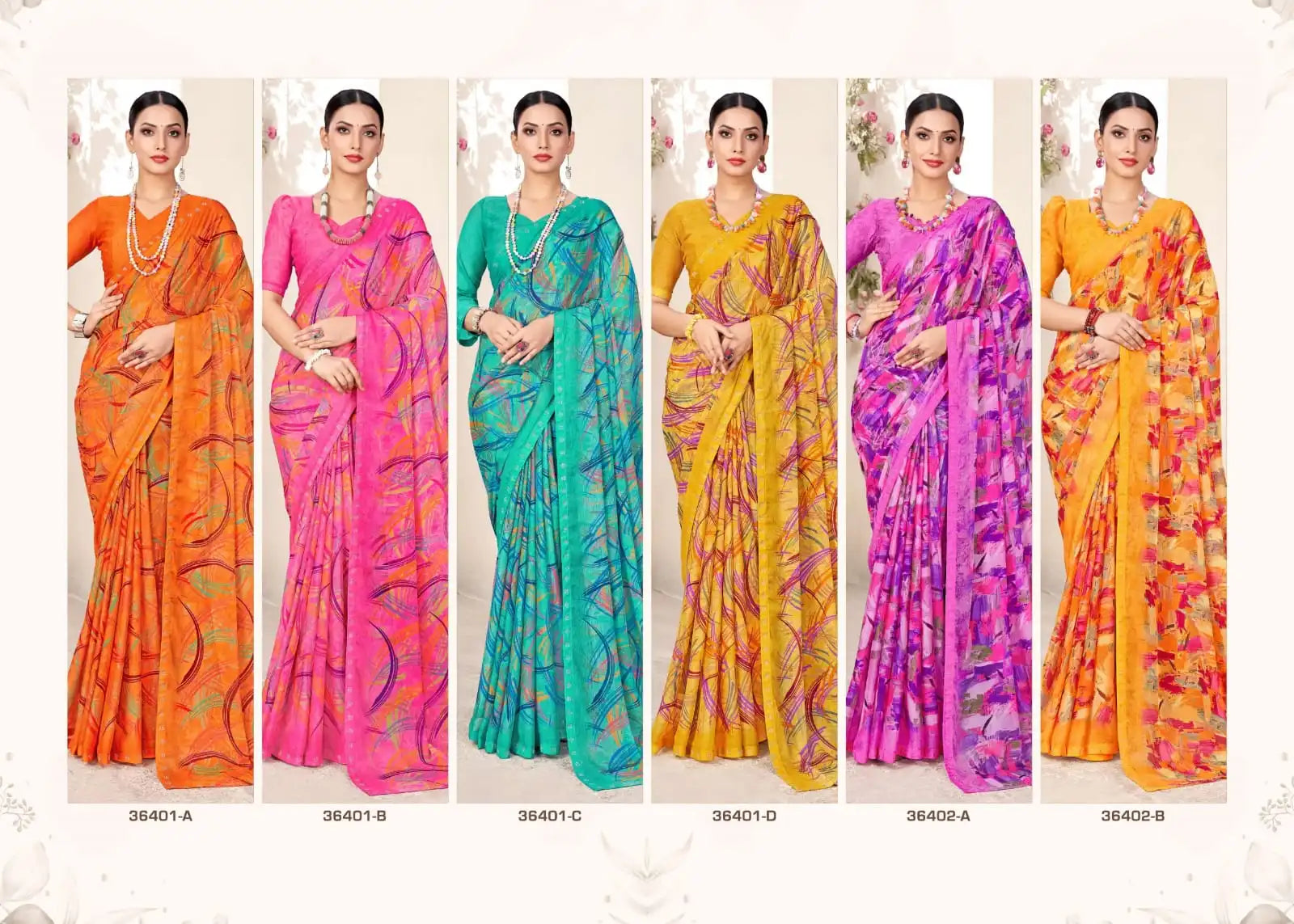 Ruchi Chiffon Saree Featuring A Delicate Swarovski Crystal Border That Adds A Subtle Sparkle