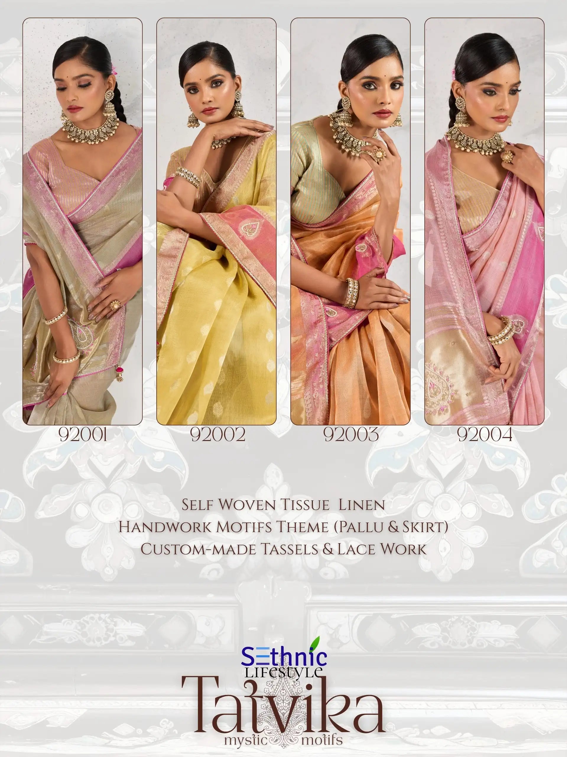 Sethnic Lifestyle Sarees Crafted From A Refined Blend Of Tissue And Linen Fabrics
