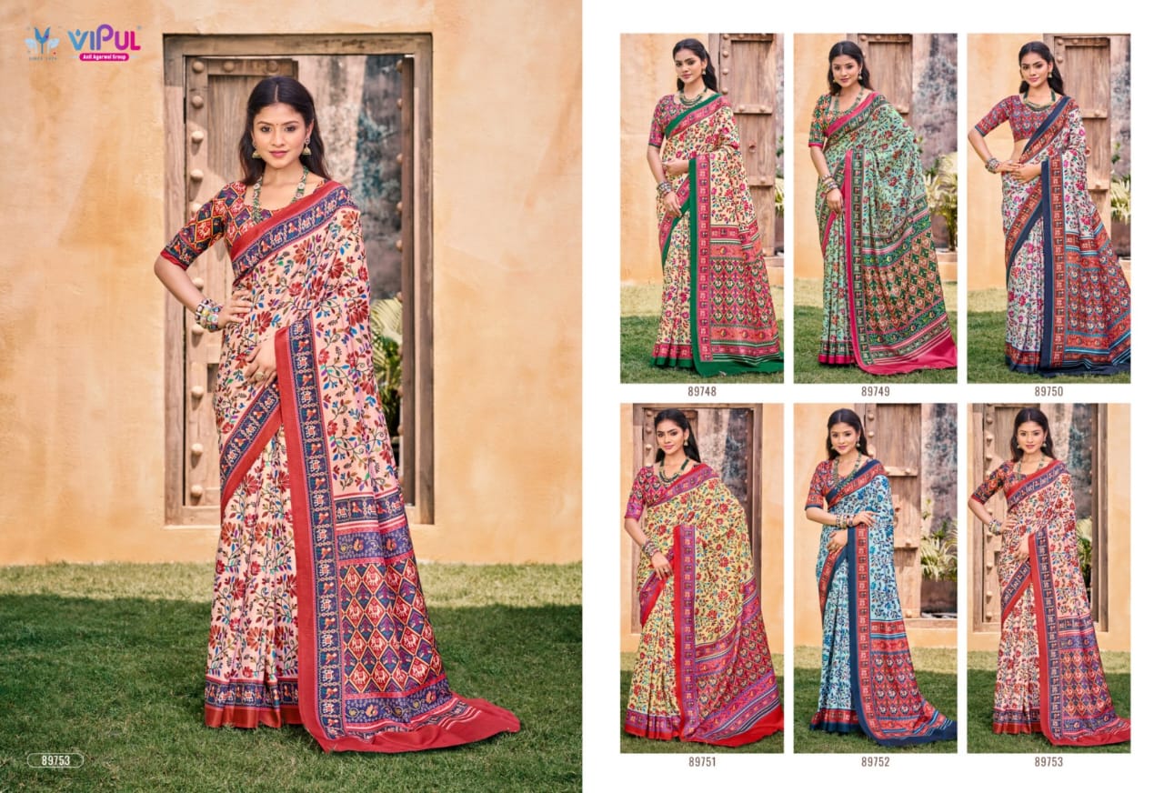 Vipul Crepe Silk Sarees Combine With Smooth Texture