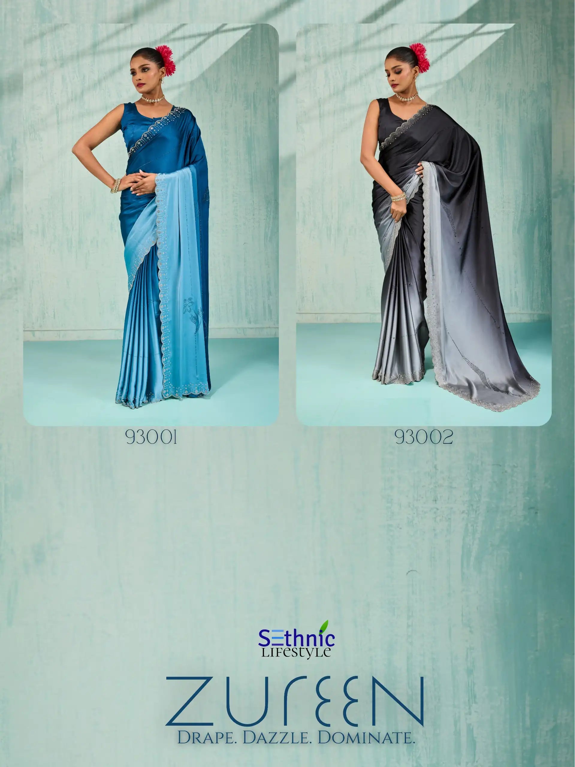 Sethnic Lifestyle Sarees Feature Premium Ombre Japan Satin Known For Its Smooth Texture