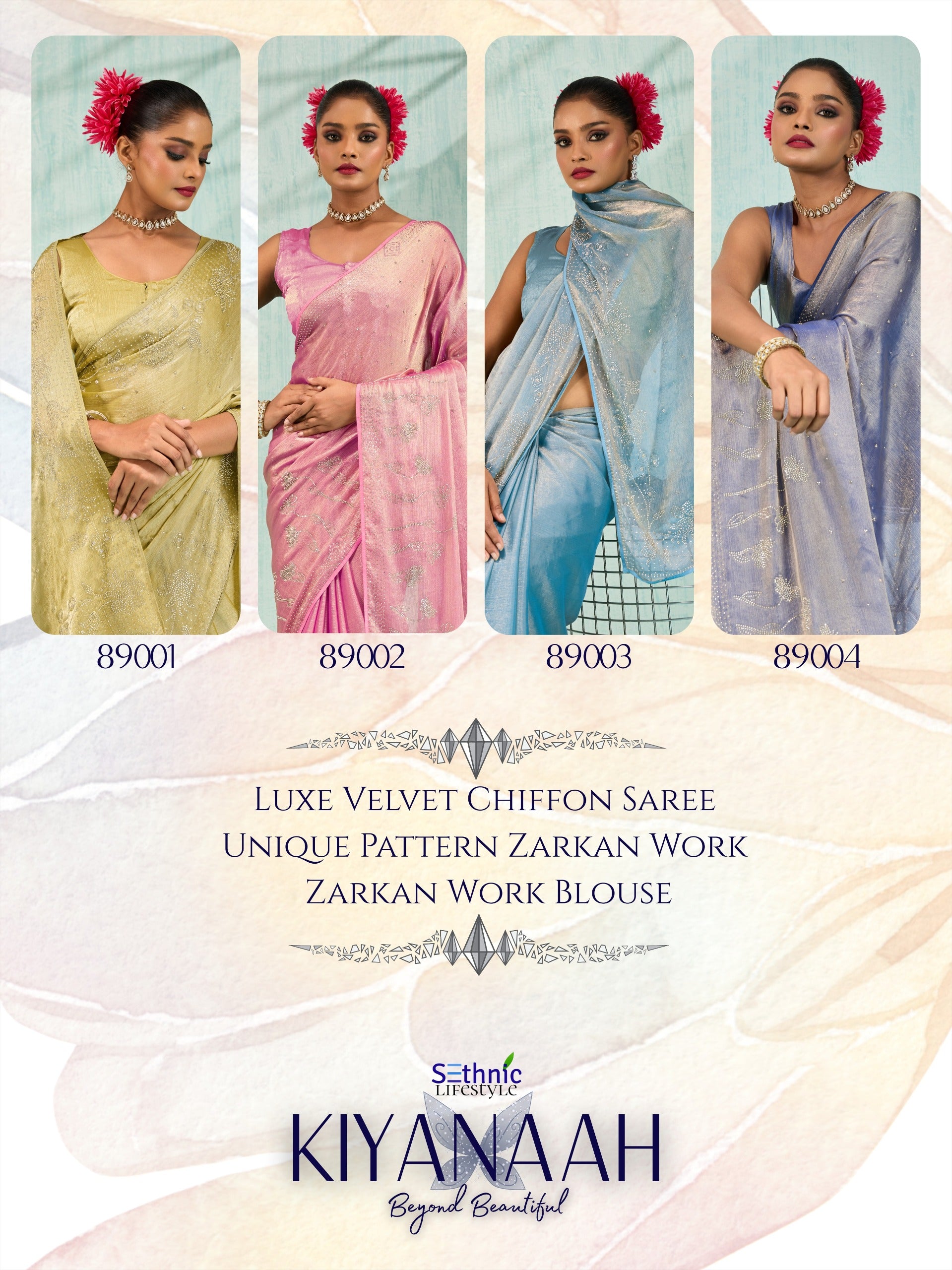 Sethnic Dual Tone Chiffon Sarees with Vibrant Color