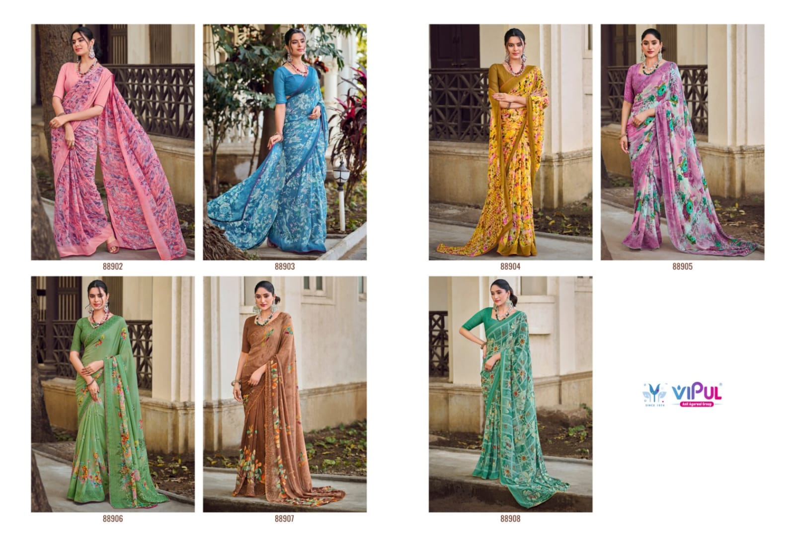 Vipul Wetless Frabic Saree With Vibrant Sarees And Lightweight Frabic