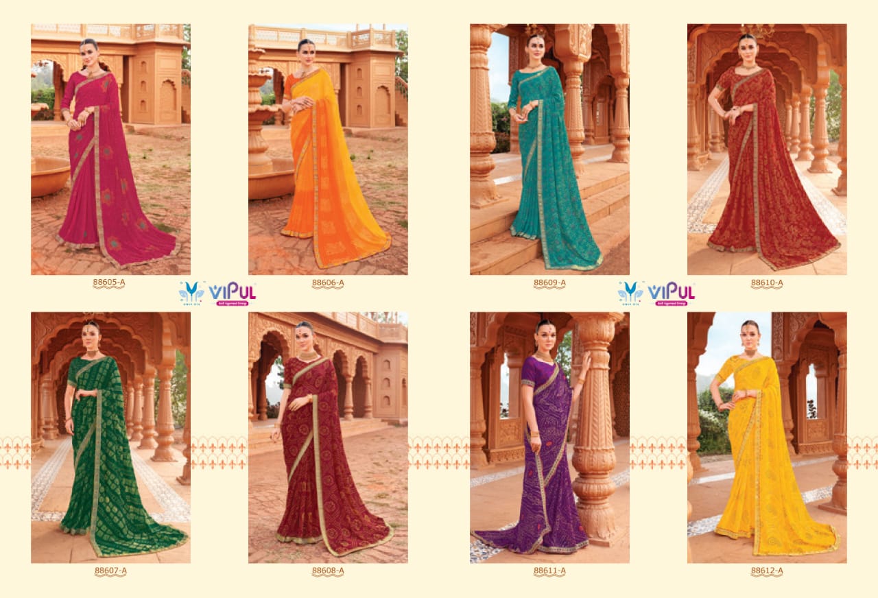 Vipul Chiffon Sarees With Vibrant Color And Crfted With Lightweight Chiffon Fabric