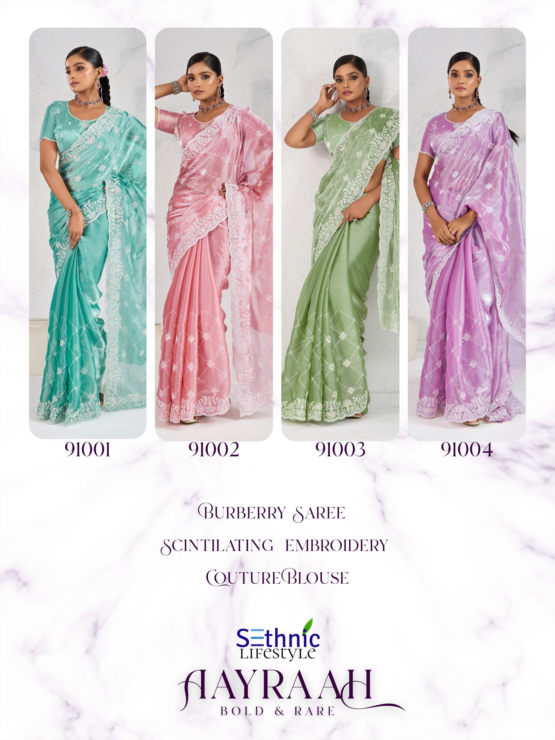 Sethnic Aayraah Burberry Saree Collection – Elegant Scintillating Embroidery and Couture Blouse