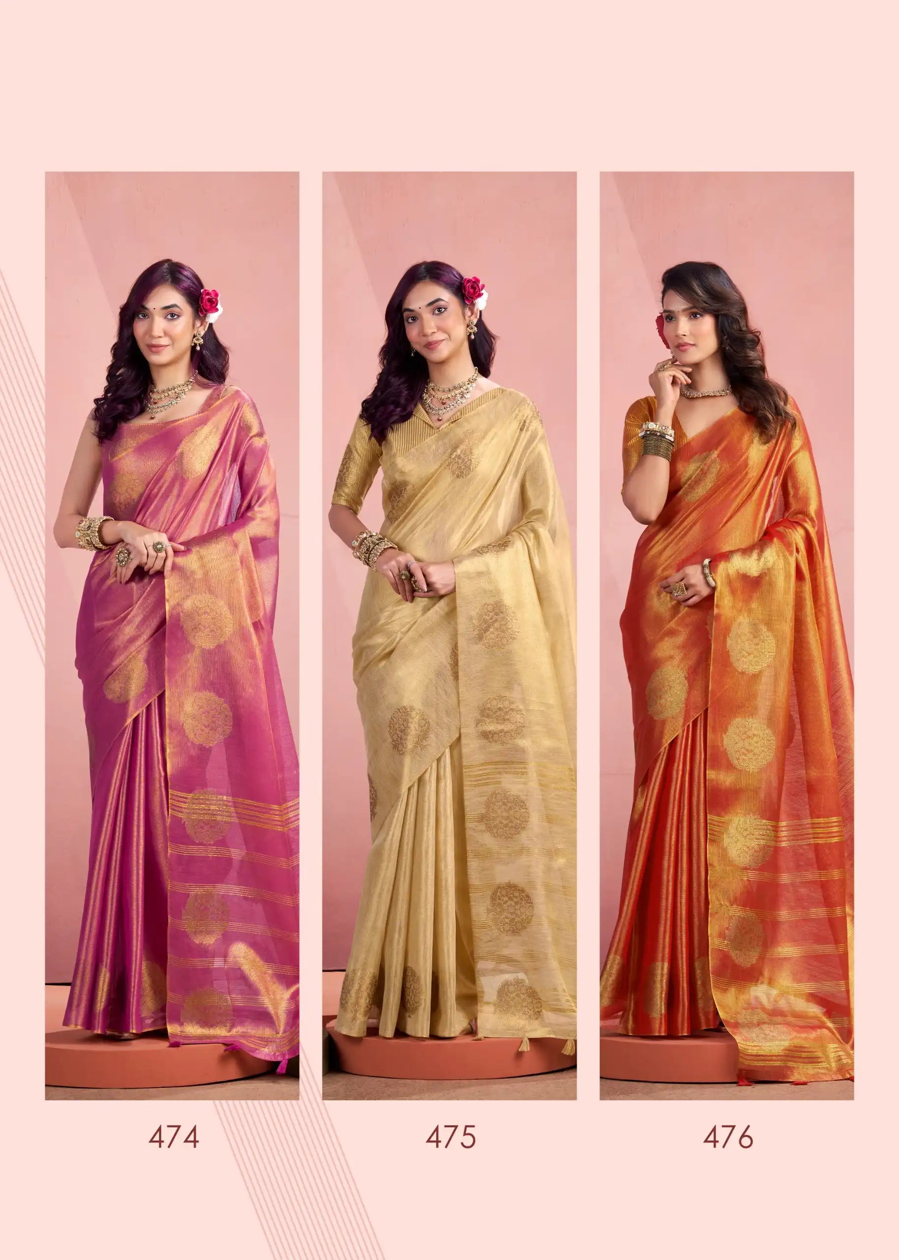 Rajpath Fabrics presents tissue Fancy Weaving Sarees Expertly Crafted To Combine Traditional