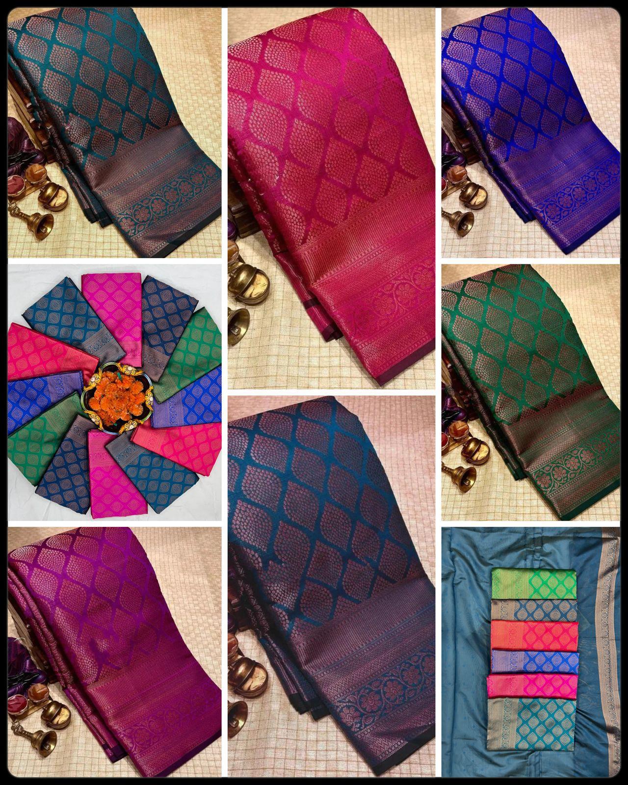 Kp Creation Sarees Are Crafted From Soft Lichi Silk Sarees With Rich Jacquard Work Across