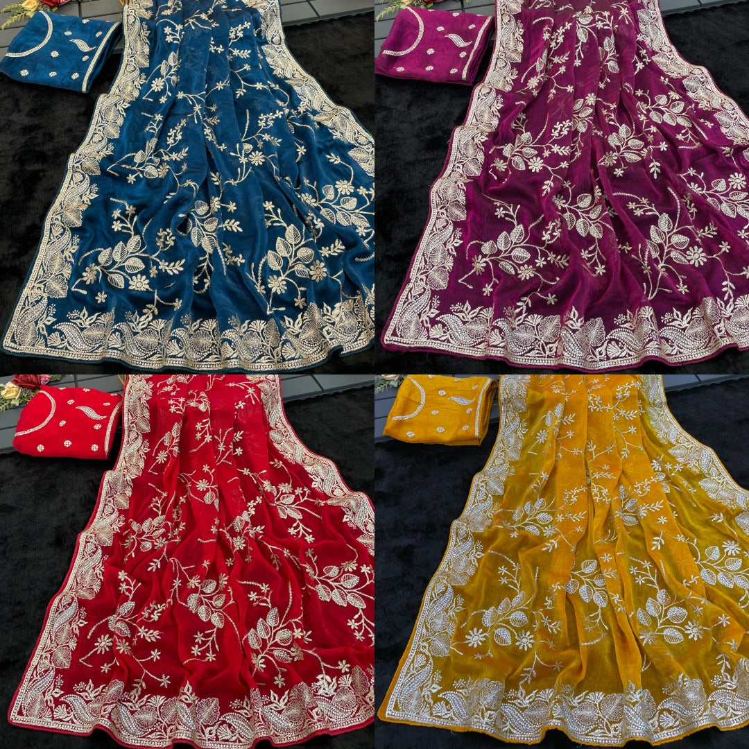 Jr Soft Heavy Blooming Zari Design Sarees