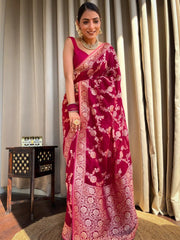KASTURI TRENDZ Elegant Floral Embroidered Silk Saree Collection