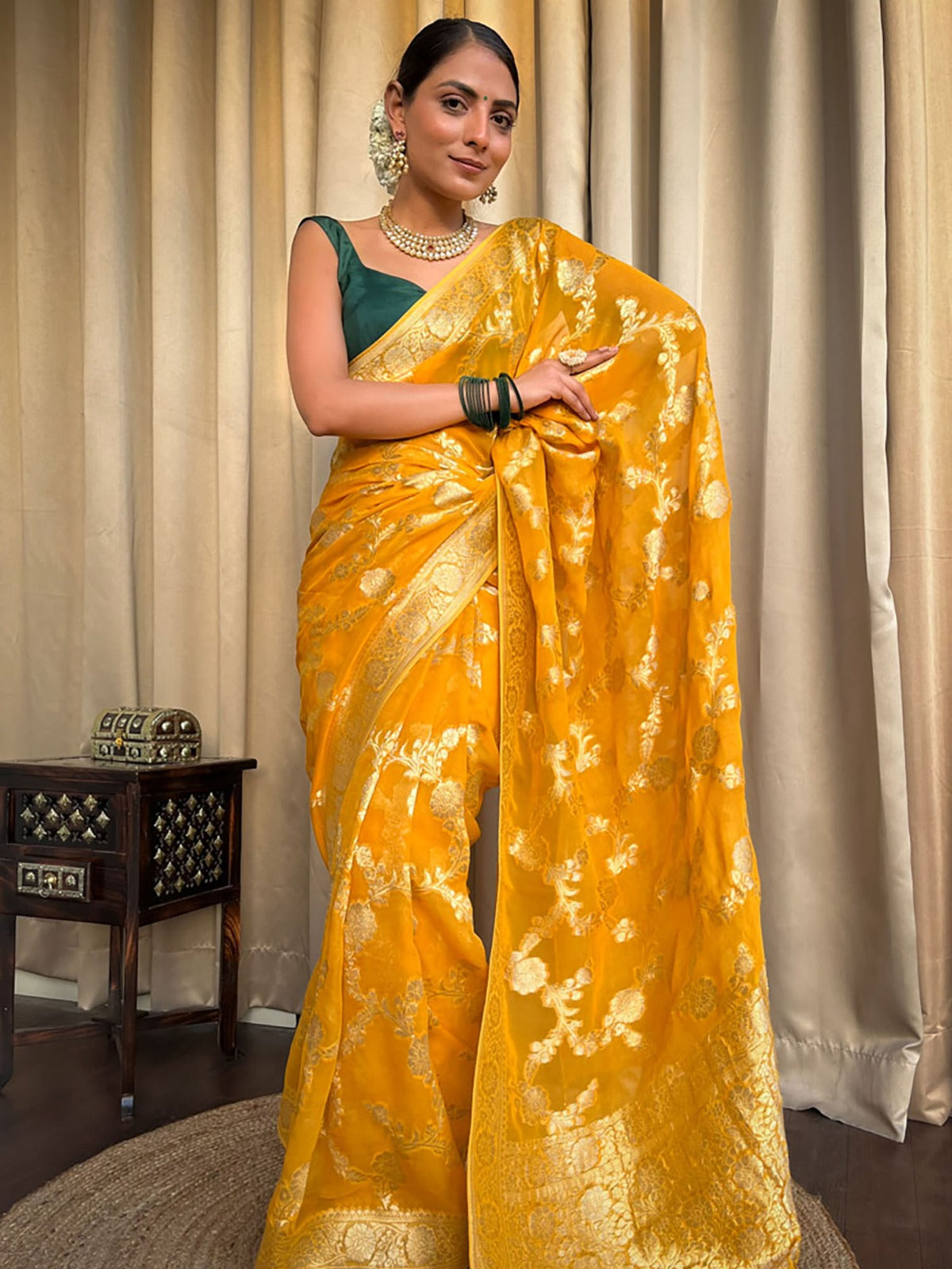KASTURI TRENDZ Elegant Floral Embroidered Silk Saree Collection