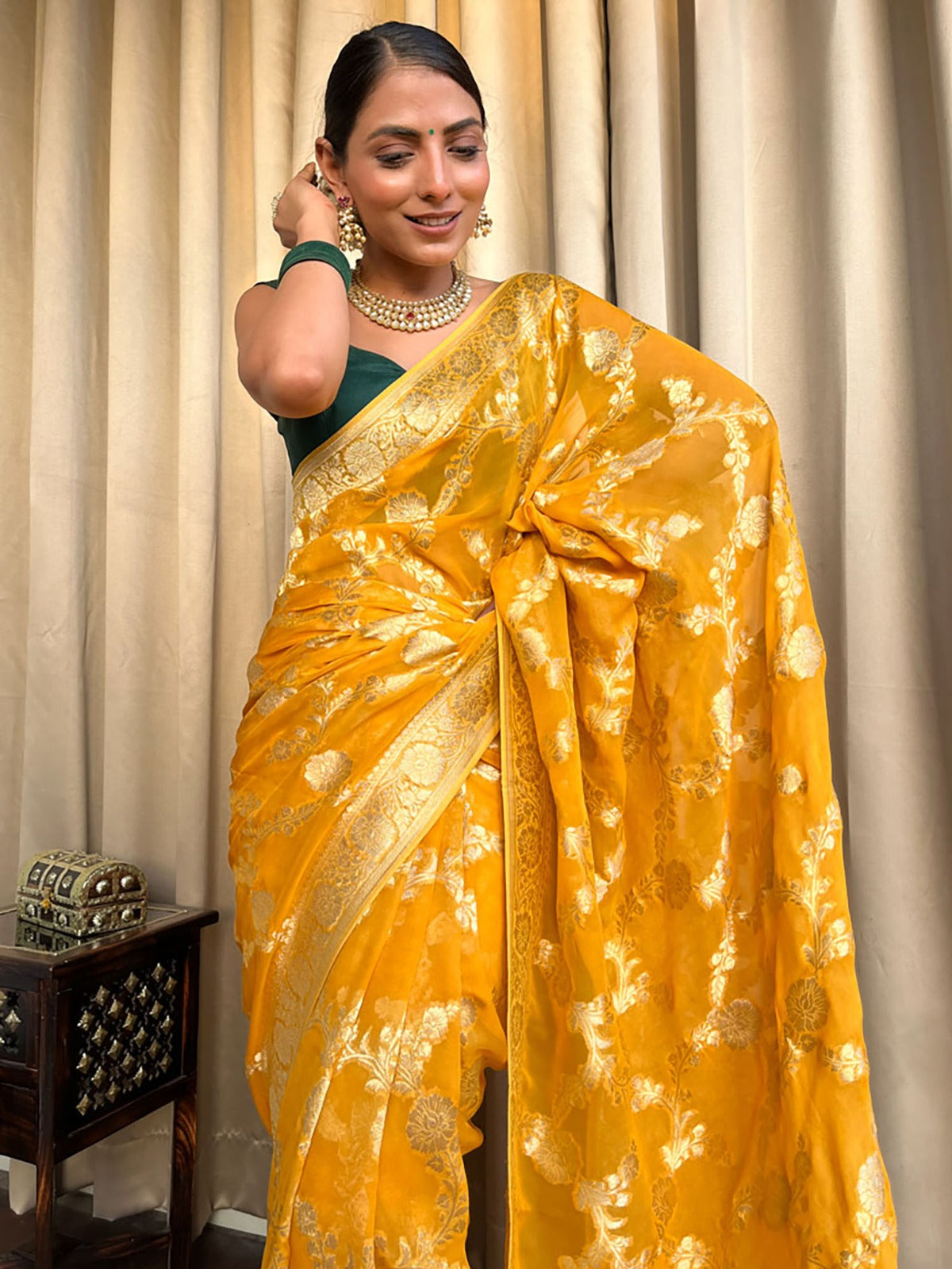 KASTURI TRENDZ Elegant Floral Embroidered Silk Saree Collection