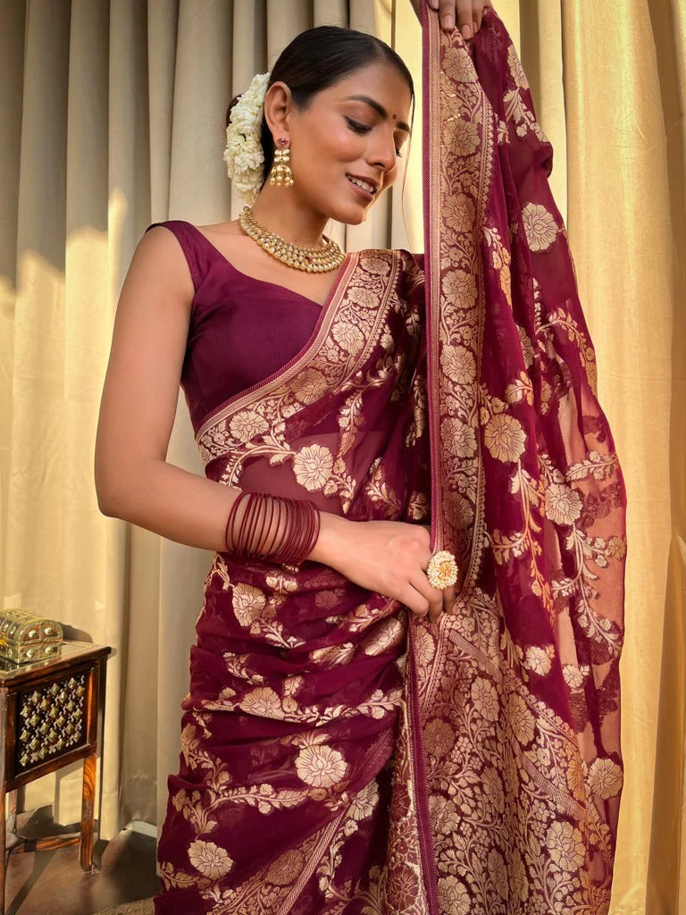 KASTURI TRENDZ Elegant Floral Embroidered Silk Saree Collection