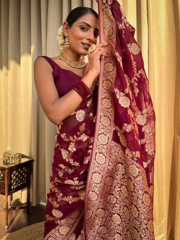 KASTURI TRENDZ Elegant Floral Embroidered Silk Saree Collection
