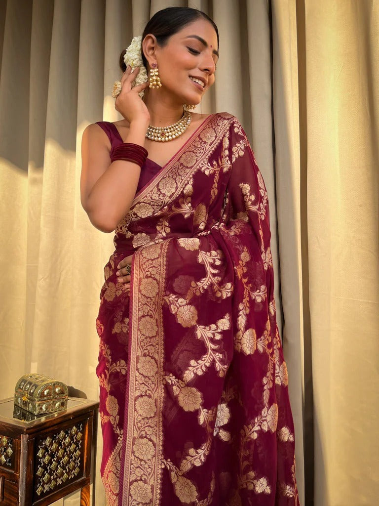 KASTURI TRENDZ Elegant Floral Embroidered Silk Saree Collection