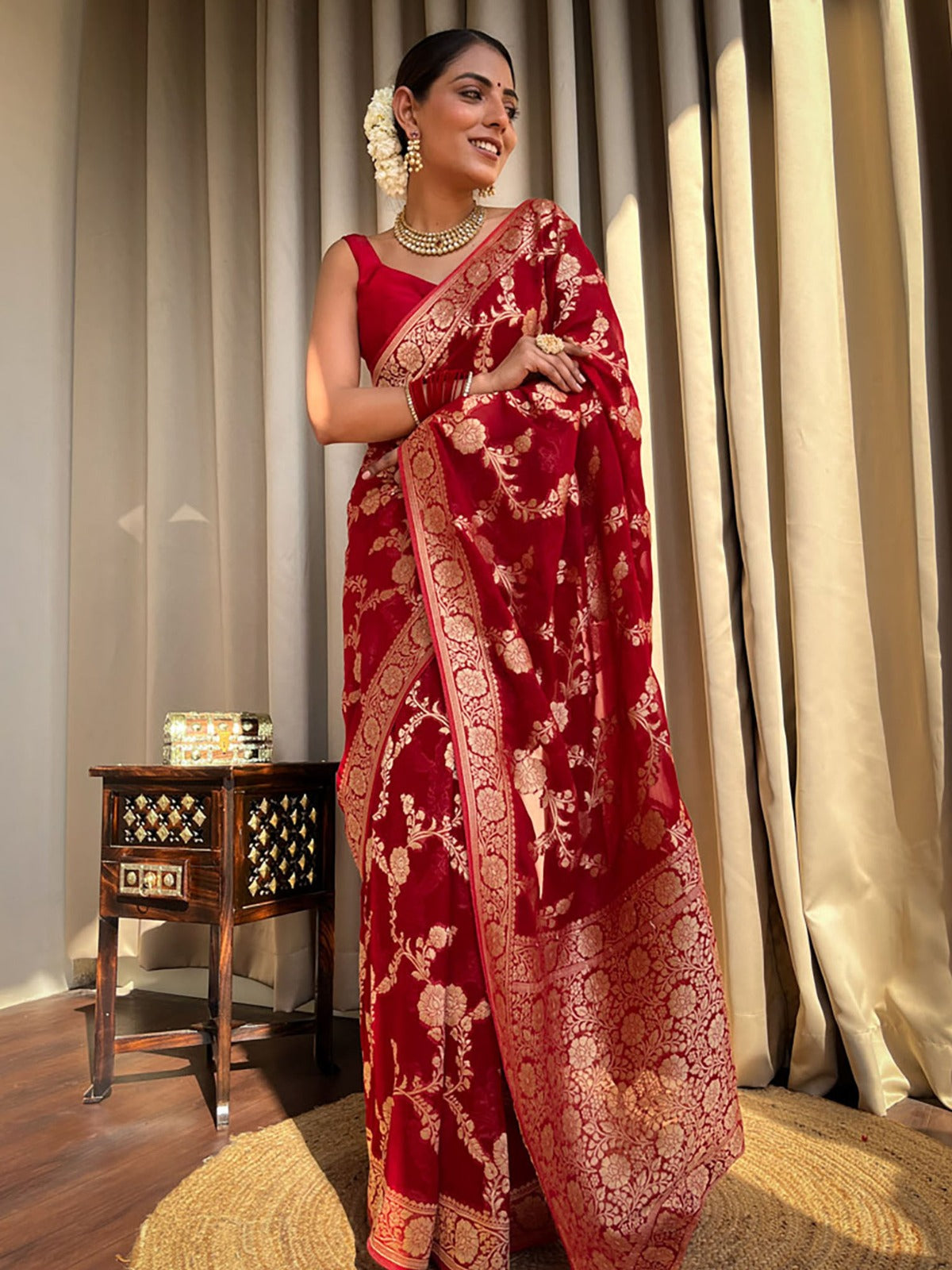 KASTURI TRENDZ Elegant Floral Embroidered Silk Saree Collection