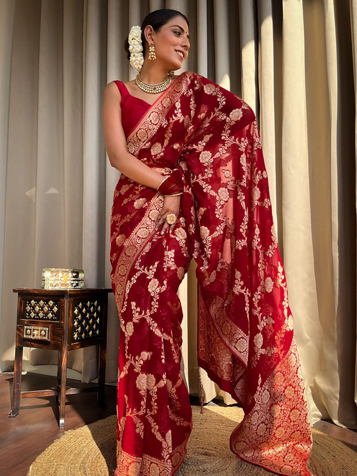 KASTURI TRENDZ Elegant Floral Embroidered Silk Saree Collection