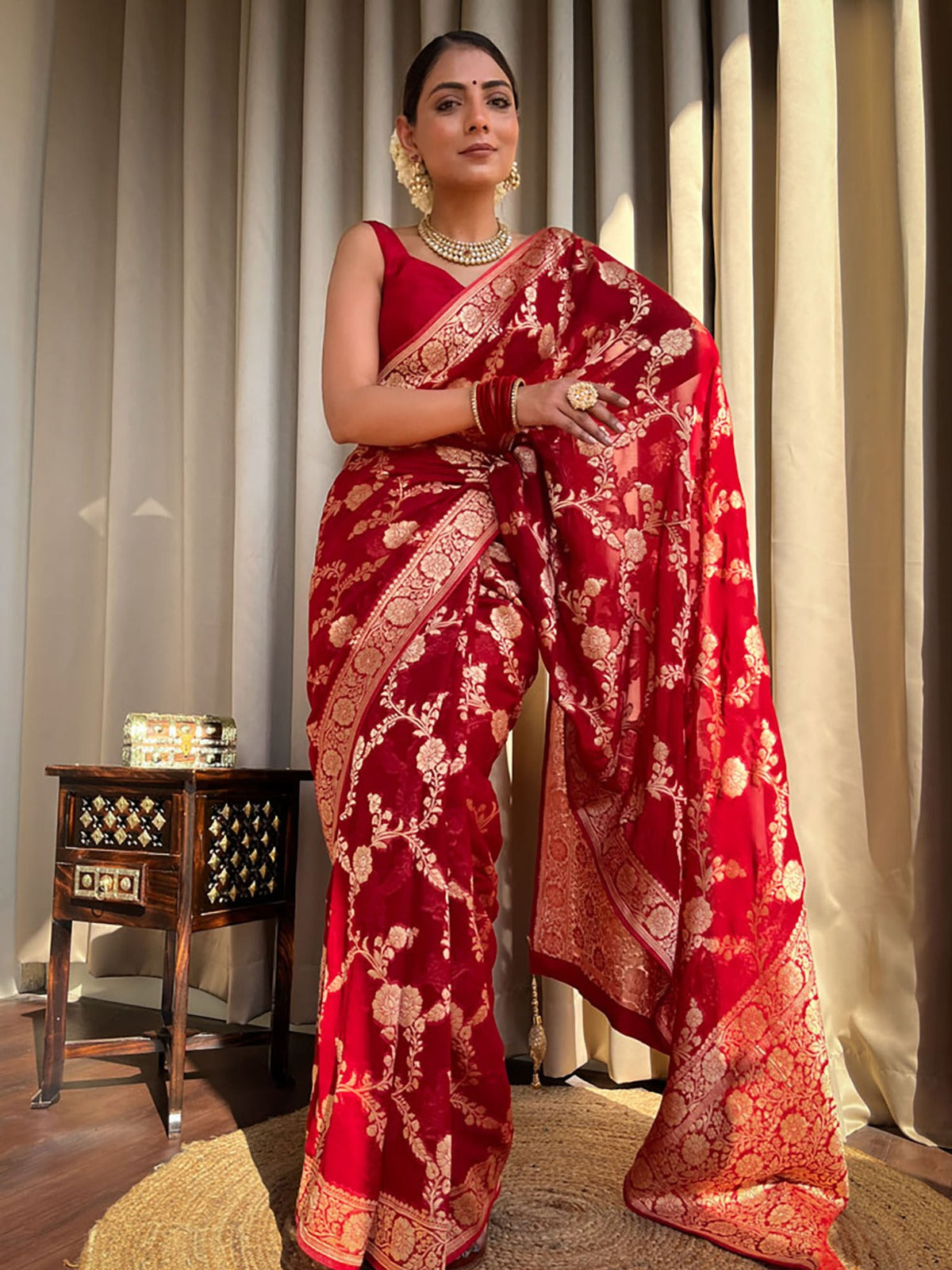 KASTURI TRENDZ Elegant Floral Embroidered Silk Saree Collection