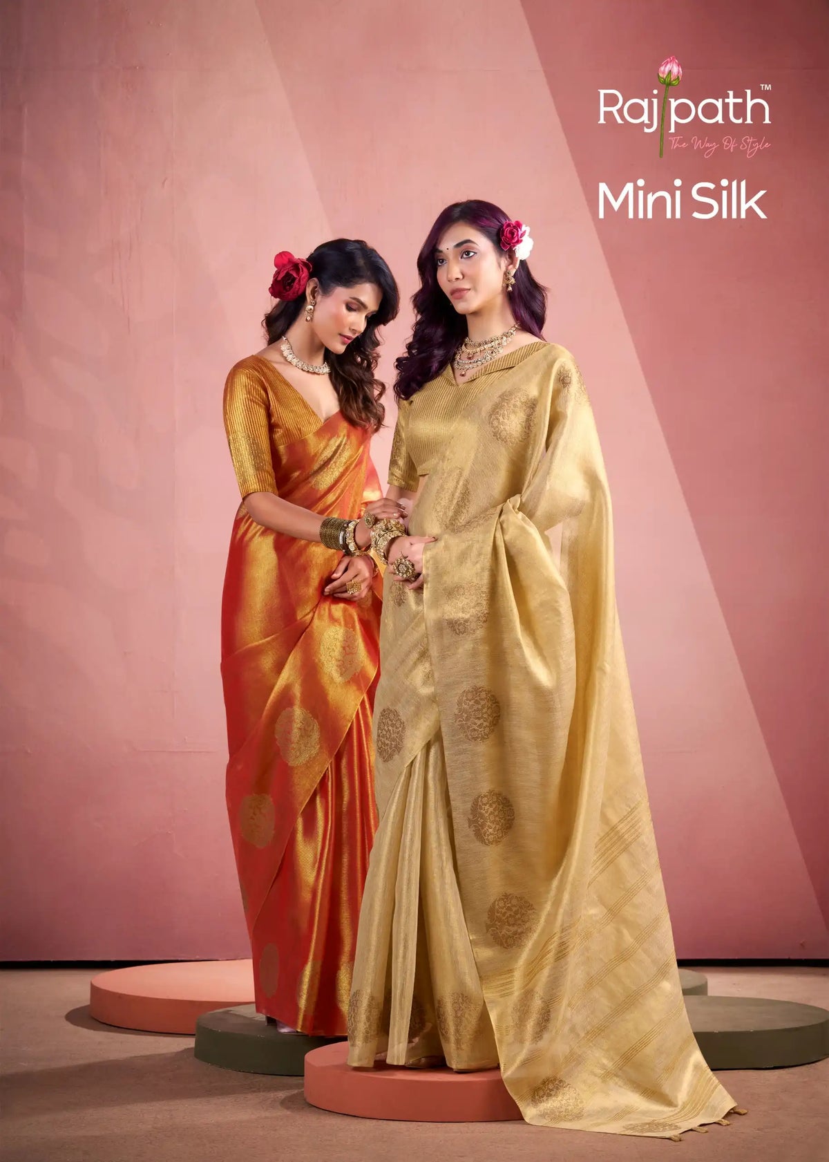 Rajpath Fabrics presents tissue Fancy Weaving Sarees Expertly Crafted To Combine Traditional