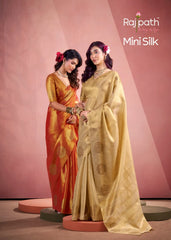 Rajpath Fabrics presents tissue Fancy Weaving Sarees Expertly Crafted To Combine Traditional