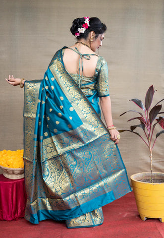 Firozi Banarasi Silk Saree