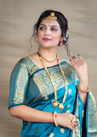 Firozi Banarasi Silk Saree