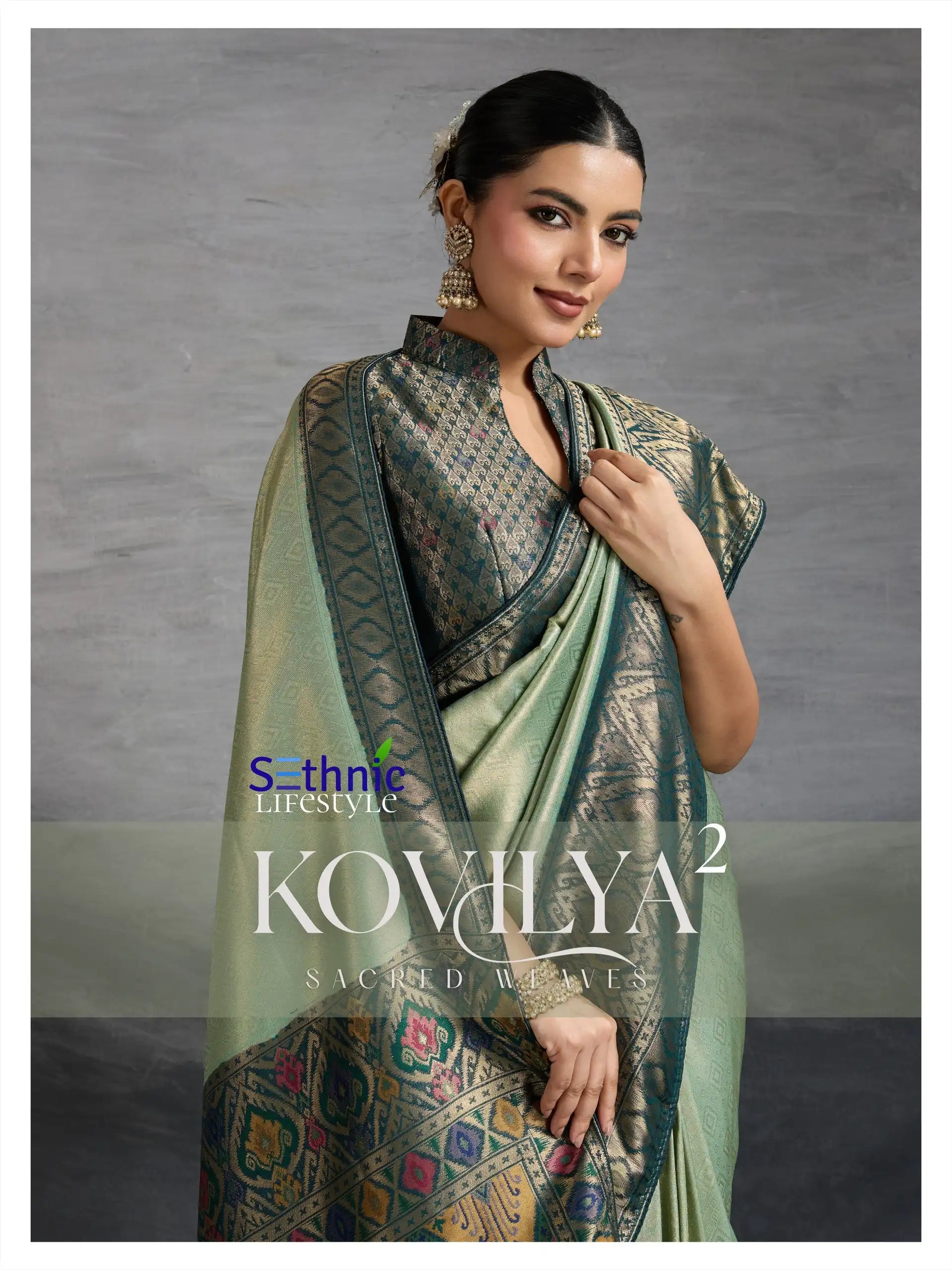 Sethnic LifeStyle Sarees Are Crafted From Premium Kanjivaram Soft Silk Featuring The Distinctive Kadiyal Pattern