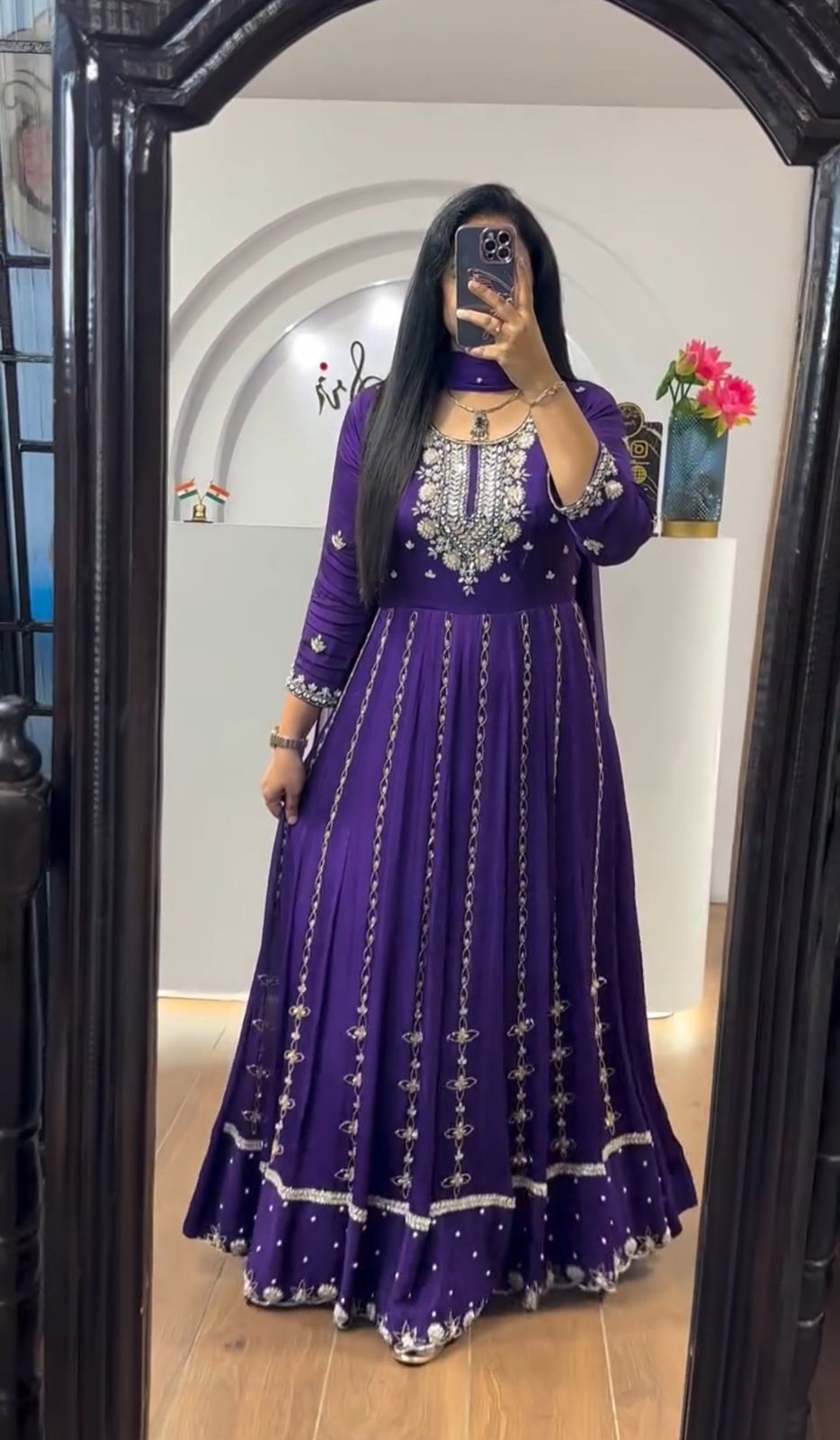 New Festival Wear Purple Handworked Anarkali - sareeswholesalers